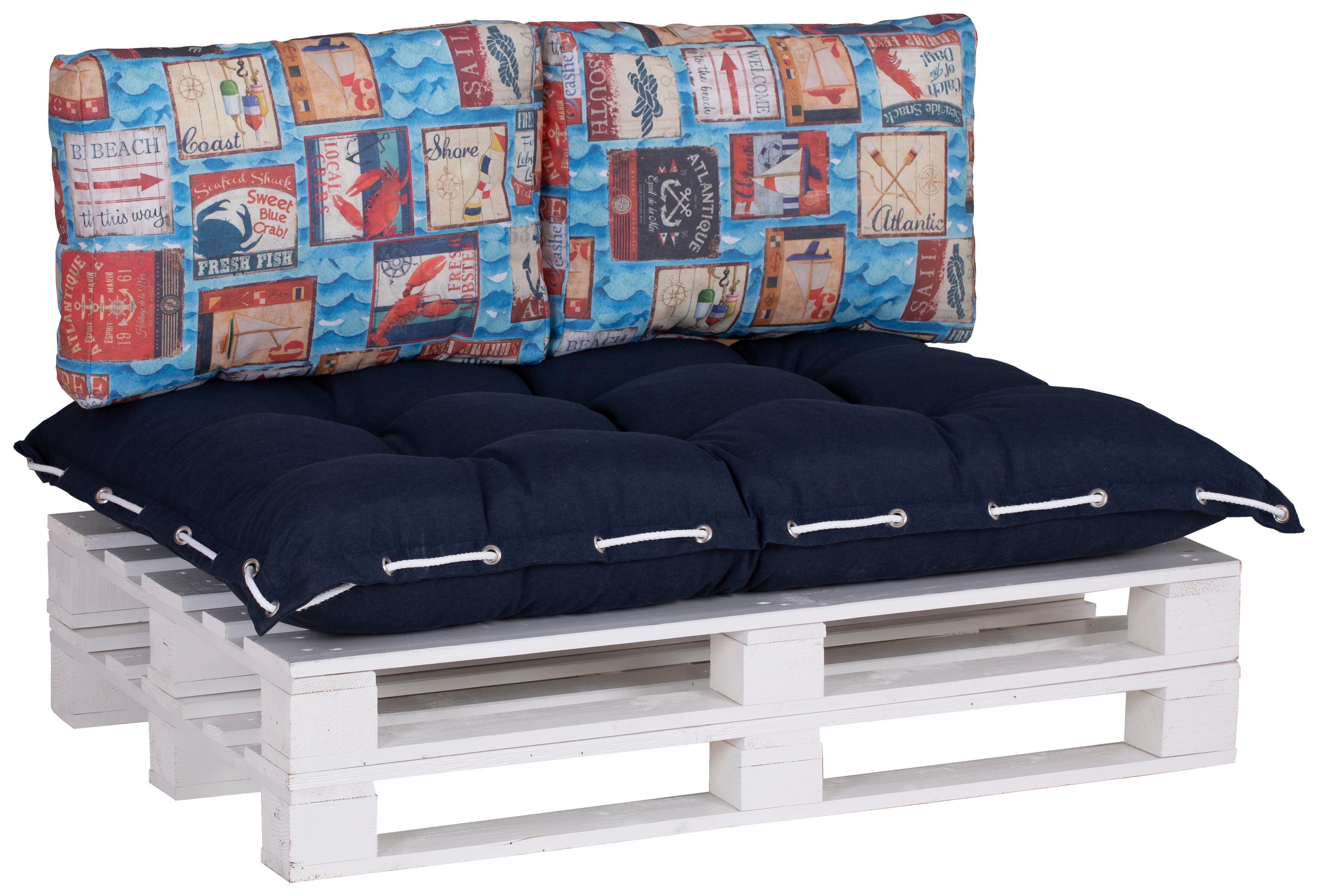 Palettenkissen 3er-Set Kiel 128x88x18 cm Blau/Bunt - Dunkelblau, Basics, Textil (128/88/18cm)