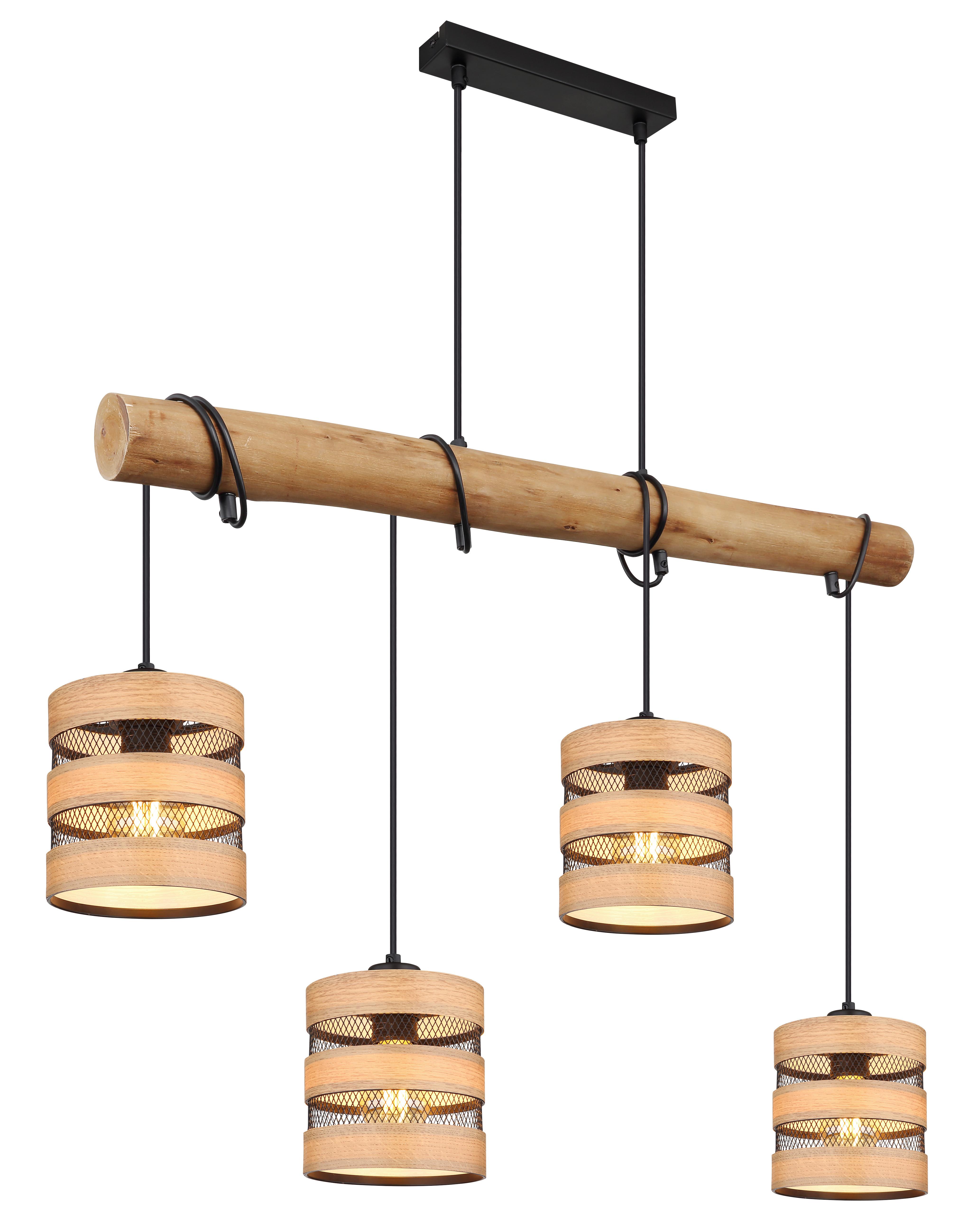 Hängeleuchte 15650-4h - Dunkelbraun/Schwarz, Design, Holz/Holzwerkstoff (85/15/120cm) - Globo
