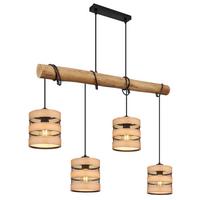 Hängeleuchte 15650-4h - Dunkelbraun/Schwarz, Design, Holz/Holzwerkstoff (85/15/120cm) - Globo