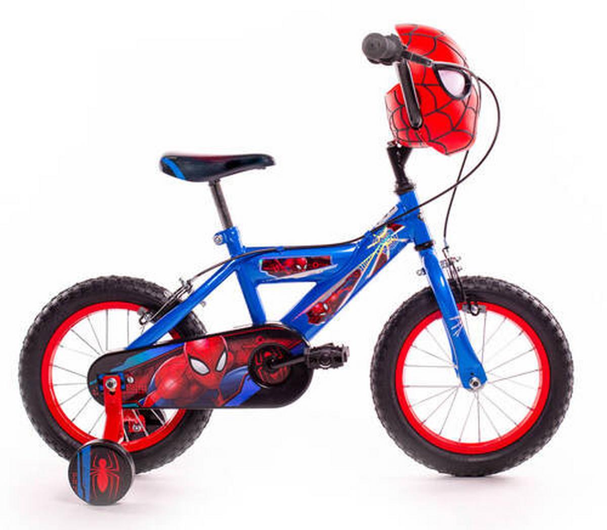 Kinderfahrrad mit Stützrädern Huffy Spider-Man 14 Zoll - Blau, Basics, Metall (53,3/96,5/73,7cm)