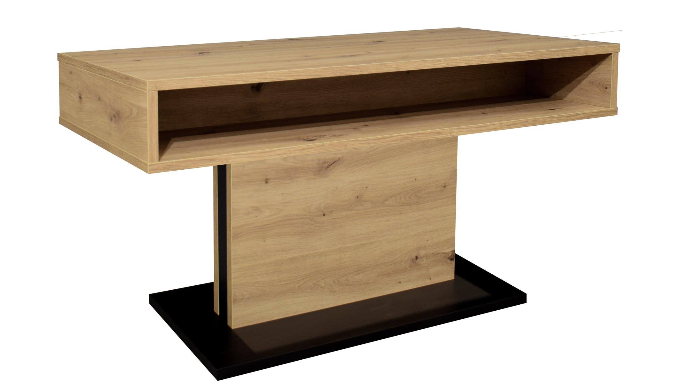 Couchtisch Lift Eiche Wotan/schwarz B: 110 Cm - Schwarz/Eiche Artisan, Design, Holzwerkstoff/Metall (110/58-77/60cm) - MID.YOU