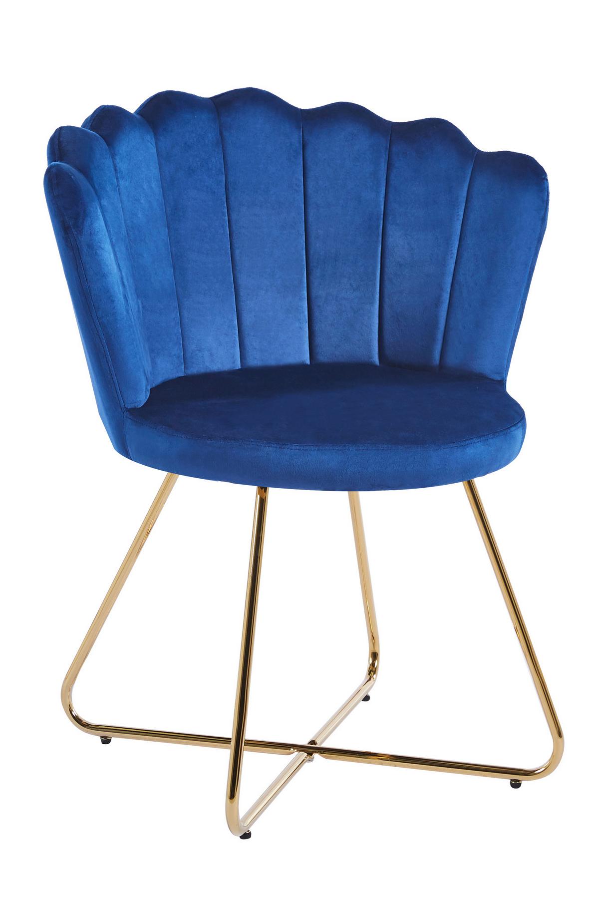 Stuhl-Set Dunkelblau B: 69,5 cm - Goldfarben/Dunkelblau, MODERN, Textil/Metall (69,5/85/66cm) - Livetastic