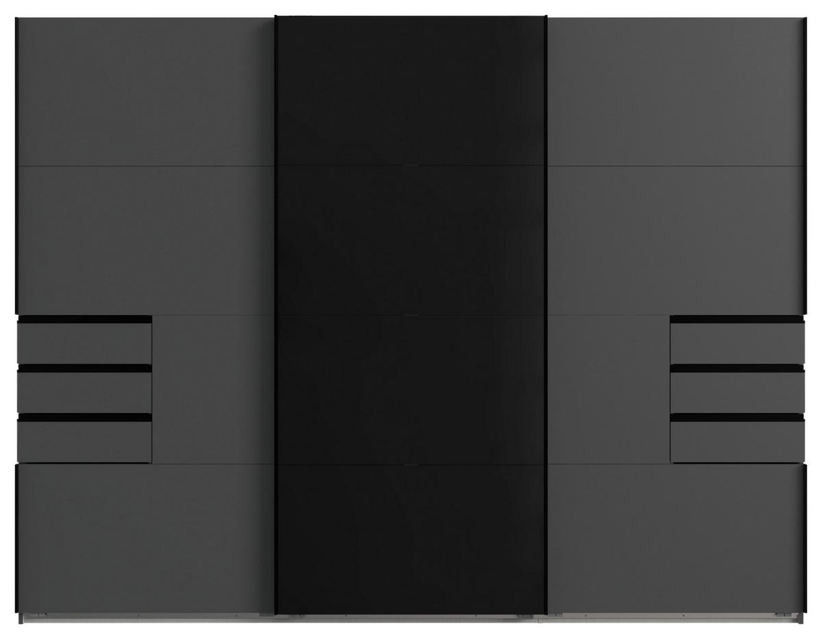 Schwebetürenschrank 270cm Saigon Graphit/Schwarz - Graphitfarben/Schwarz, KONVENTIONELL, Glas/Holzwerkstoff (270/210/64cm) - MID.YOU