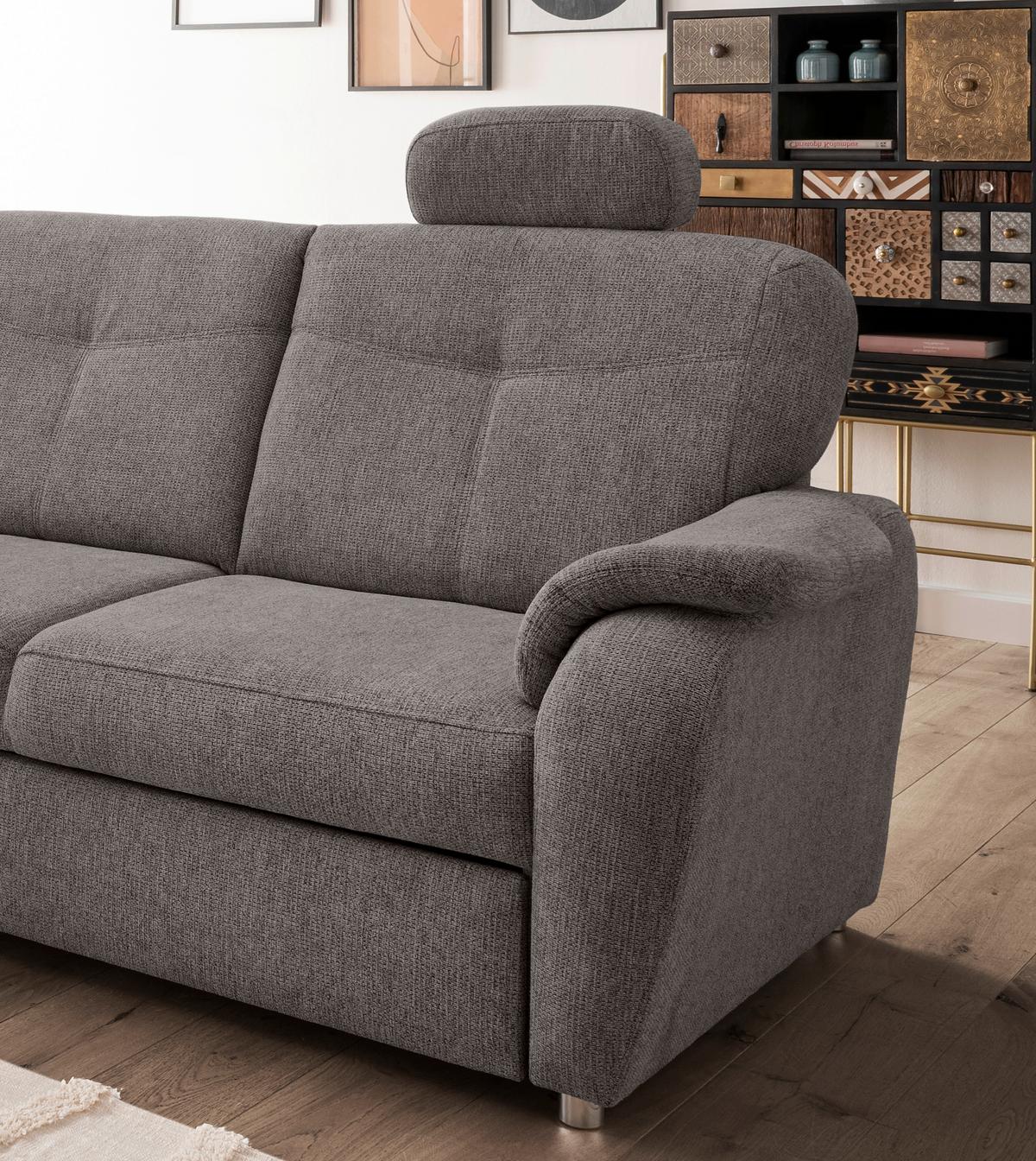 Eckschlafsofa Rosali Graubraun S: 180x264 Cm - Chromfarben/Graubraun, MODERN, Textil (180/264cm) - Livetastic