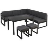 Loungegarnitur Nizza 5-teilig - Anthrazit/Schwarz, MODERN, Glas/Textil (213cm) - Beldano