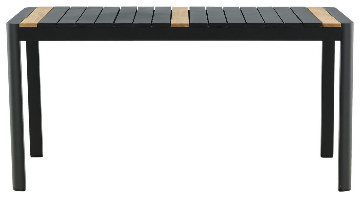 Gartentisch Togo Teakholz/Metall L 90 cm - Schwarz, KONVENTIONELL, Holz/Metall (90/75/150cm) - Gardenson