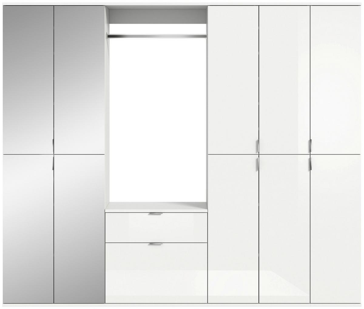 Garderobe Projekt X 4-teilig Weiß B: 213 Cm - Weiß Hochglanz, MODERN, Glas/Holzwerkstoff (213/193/34cm) - MID.YOU
