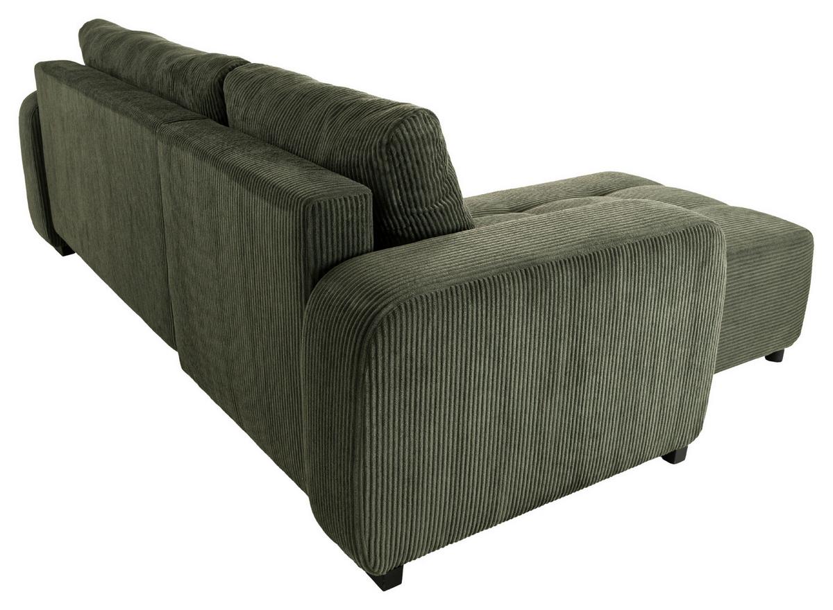 Ecksofa mit Bettfunktion Marseille, grün - Schwarz/Grün, Trend, Holz/Holzwerkstoff (155/240cm)