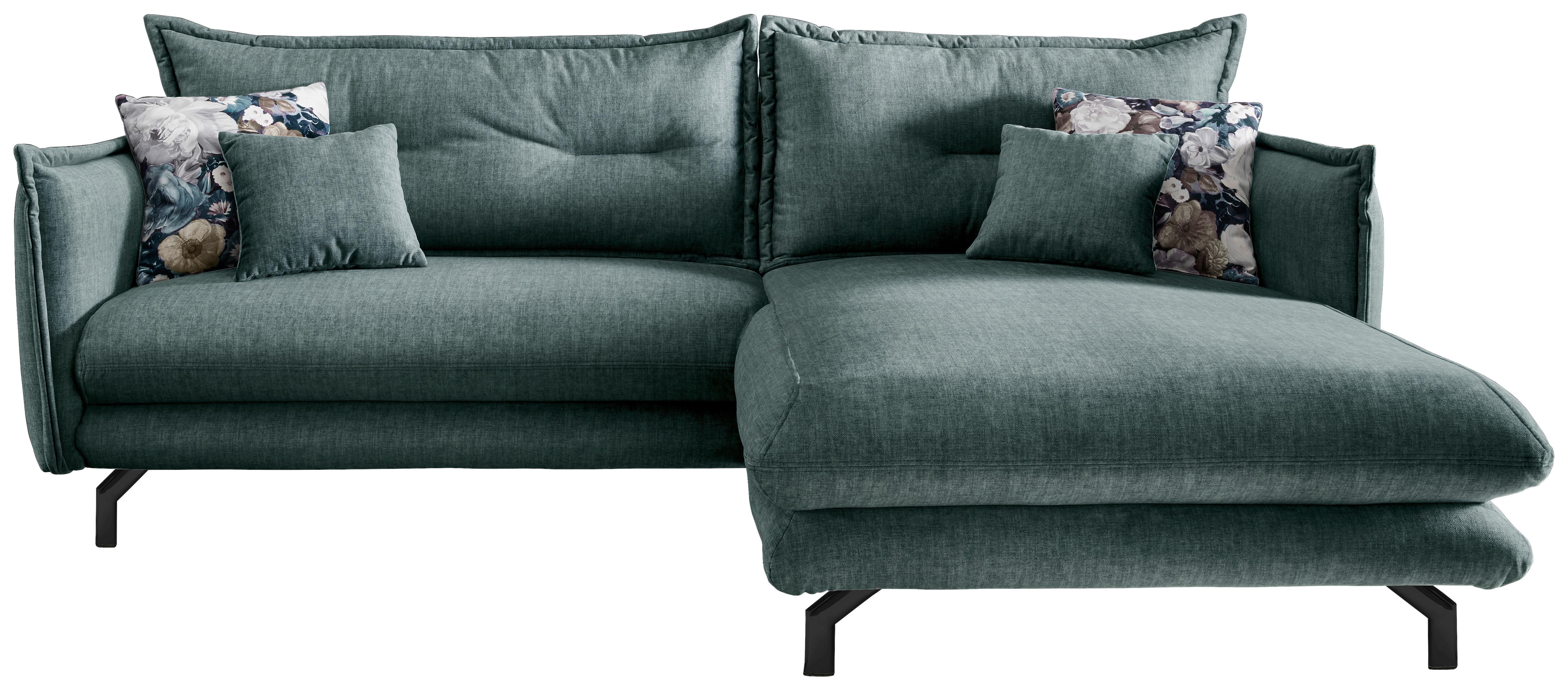 Ecksofa Lava Hellblau S: 255/180 cm - Türkis/Schwarz, MODERN, Textil (255/180cm) - Livetastic