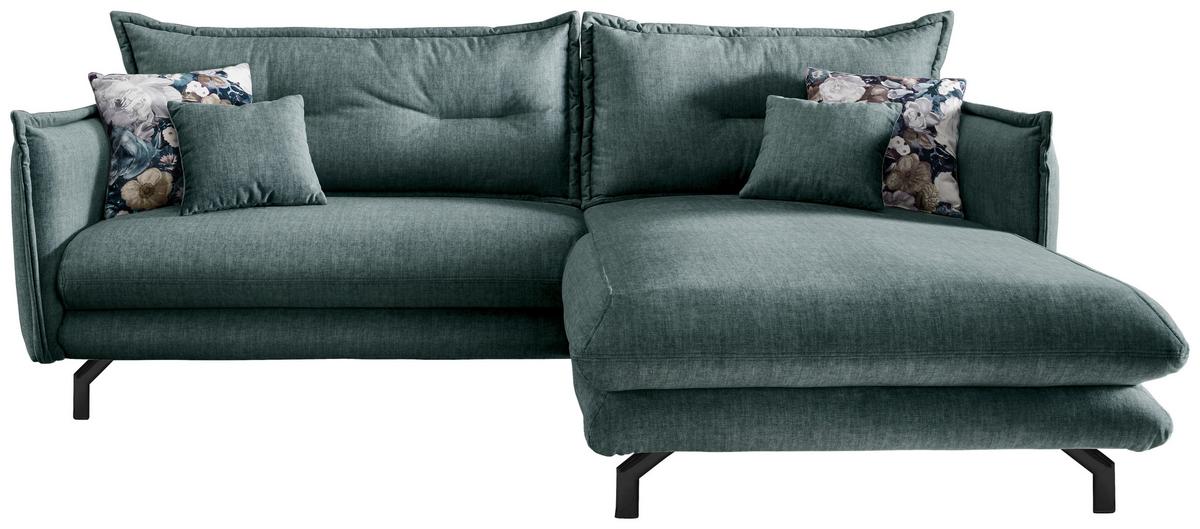 Ecksofa Lava Hellblau S: 255/180 cm - Türkis/Schwarz, MODERN, Textil (255/180cm) - Livetastic