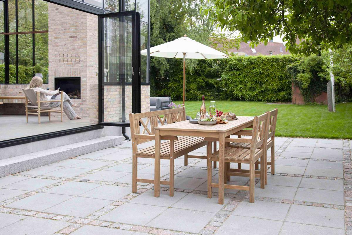 Gartenbank Holz Rosenborg 3-Sitzer - Naturfarben/Teakfarben, Natur, Holz (58/89/150cm) - Gardenson