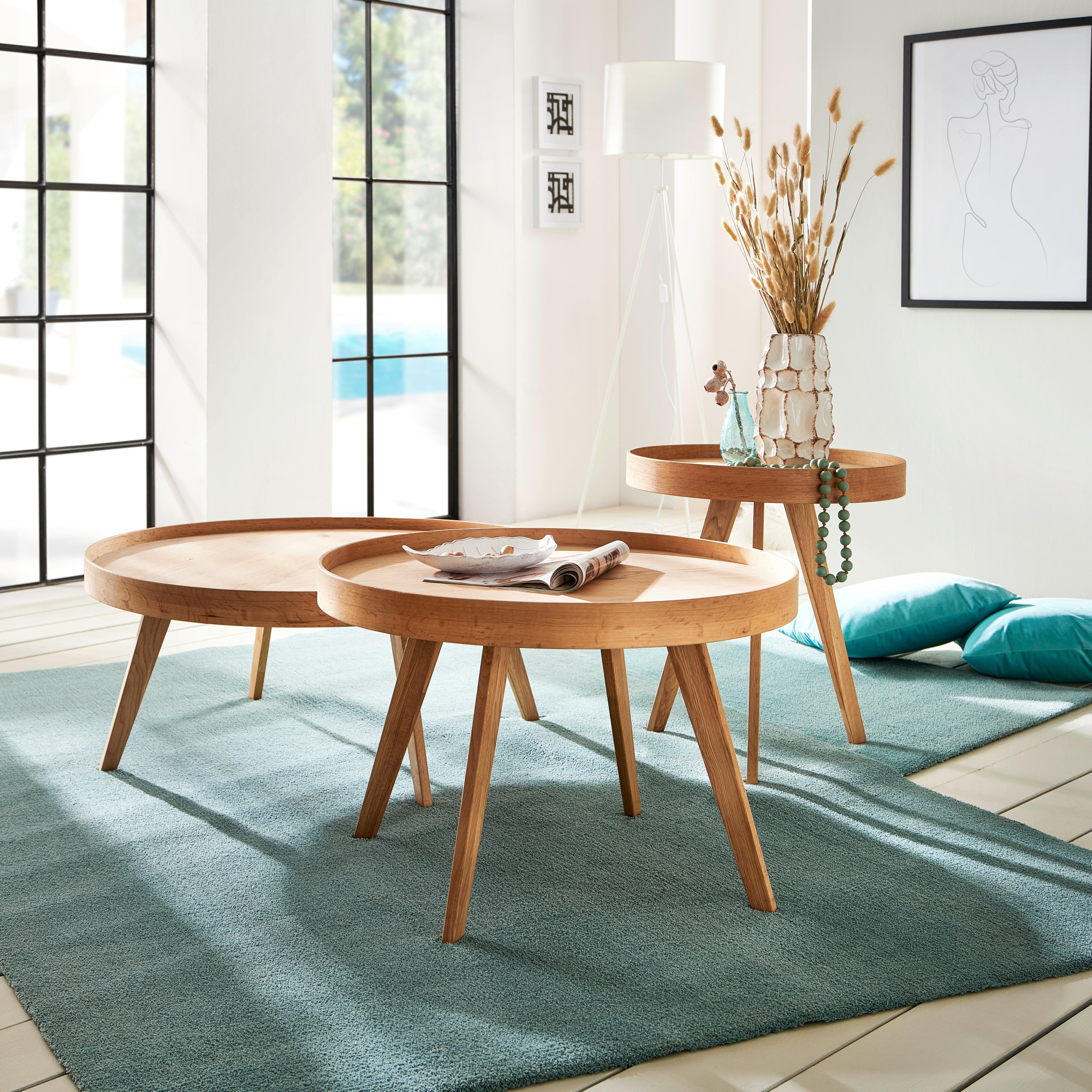 Konferenčný stolík P: 90cm - prírodná farba, Modern, drevo/kompozitné drevo (90/38cm)