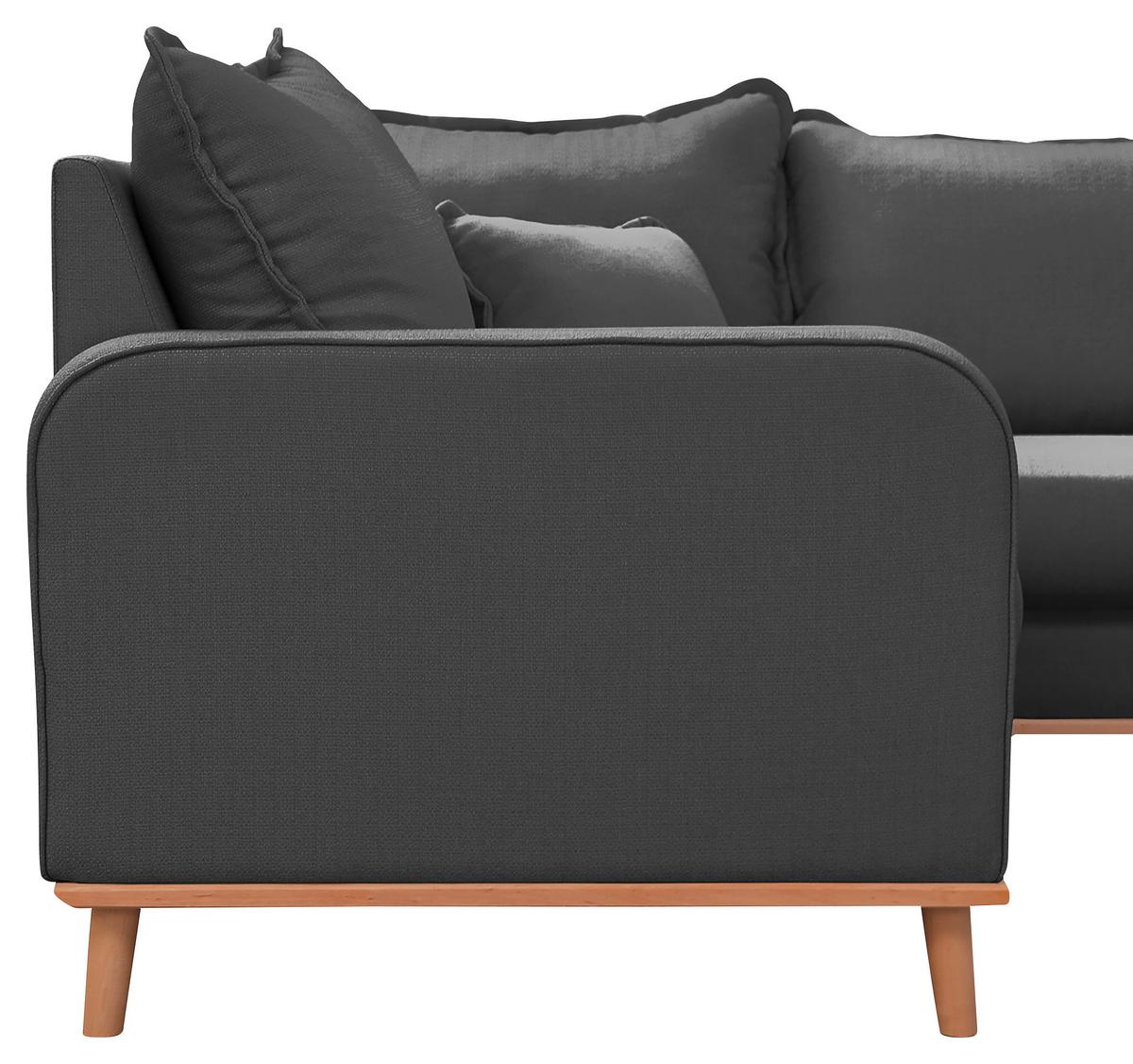 Wohnlandschaft Beata D.grau U:167x296x170 cm - Wengefarben/Dunkelgrau, Design, Textil (167/296/170cm) - Livetastic