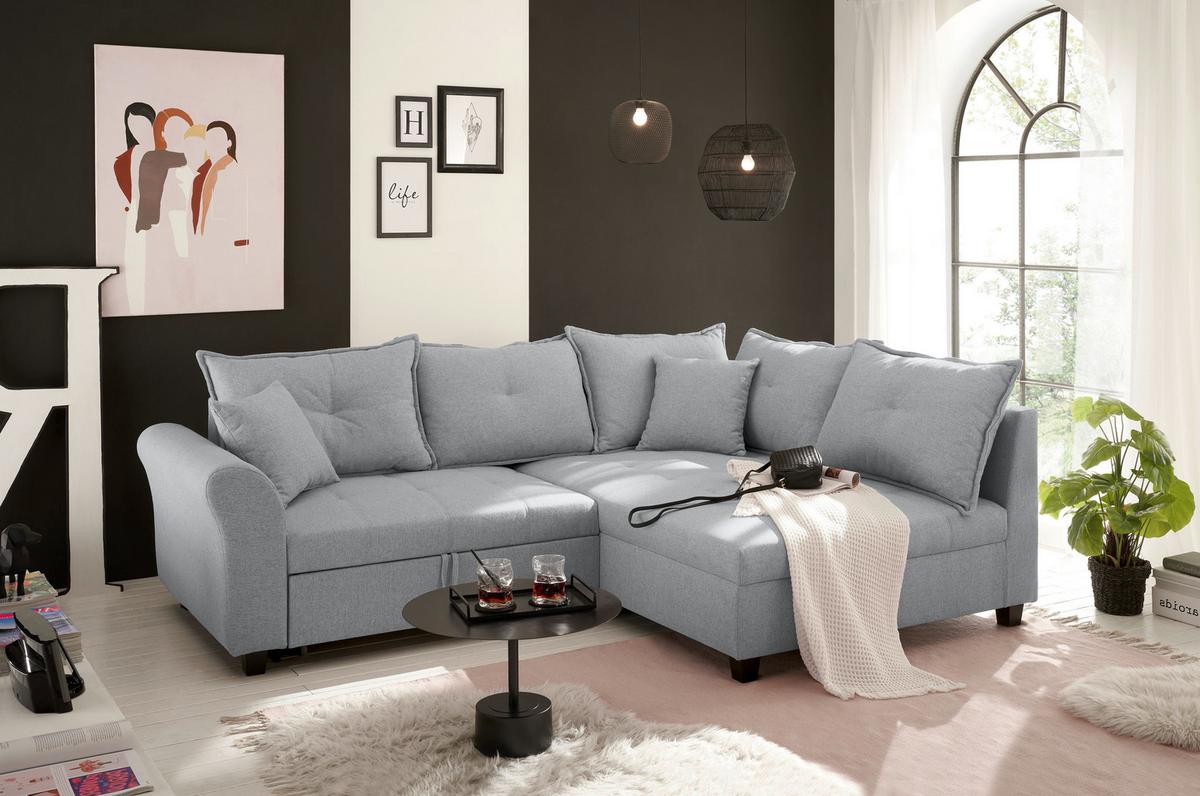 Ecksofa Liz Grau S: 252x175 Cm - Schwarz/Grau, MODERN, Textil (252/175cm) - Livetastic