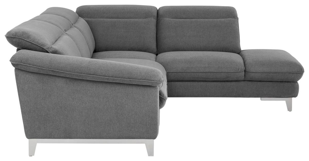Ecksofa Mit Schalffunktion Teresa Grau - Chromfarben/Grau, Design, Textil (293/232cm) - Livetastic