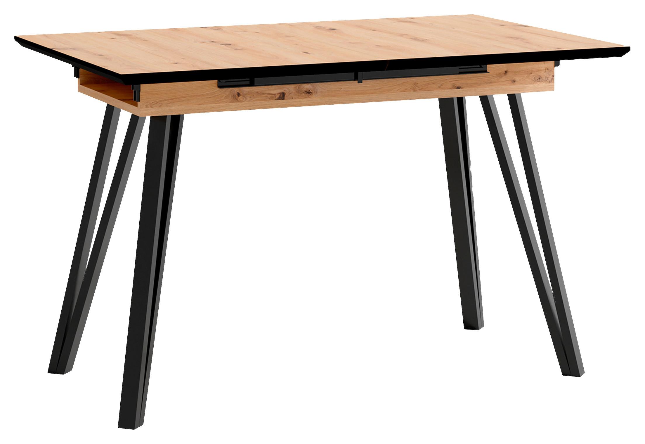 Esstisch Berlin - Schwarz/Eiche Artisan, MODERN, Holzwerkstoff/Metall (120/80/75cm) - MID.YOU