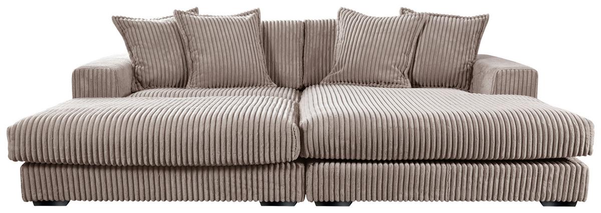 Ecksofa Funny Rechts mit Hocker B: 285 cm - Taupe/Schwarz, Basics, Textil (285/195cm) - Livetastic