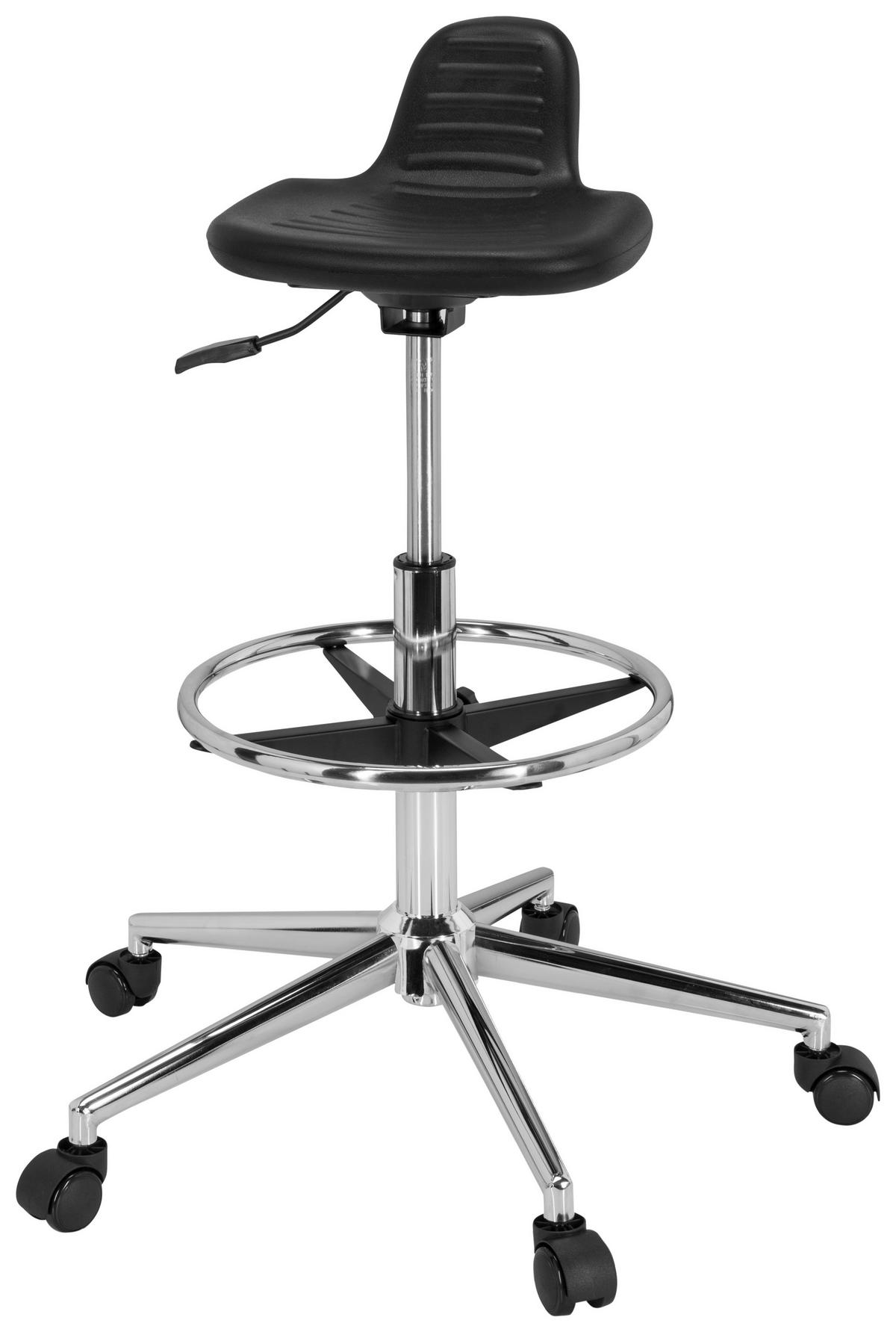 Bürohocker Top Work 03 Schwarz Bis 100 Kg - Silberfarben/Schwarz, Basics, Kunststoff/Metall (40/61/60cm) - MID.YOU