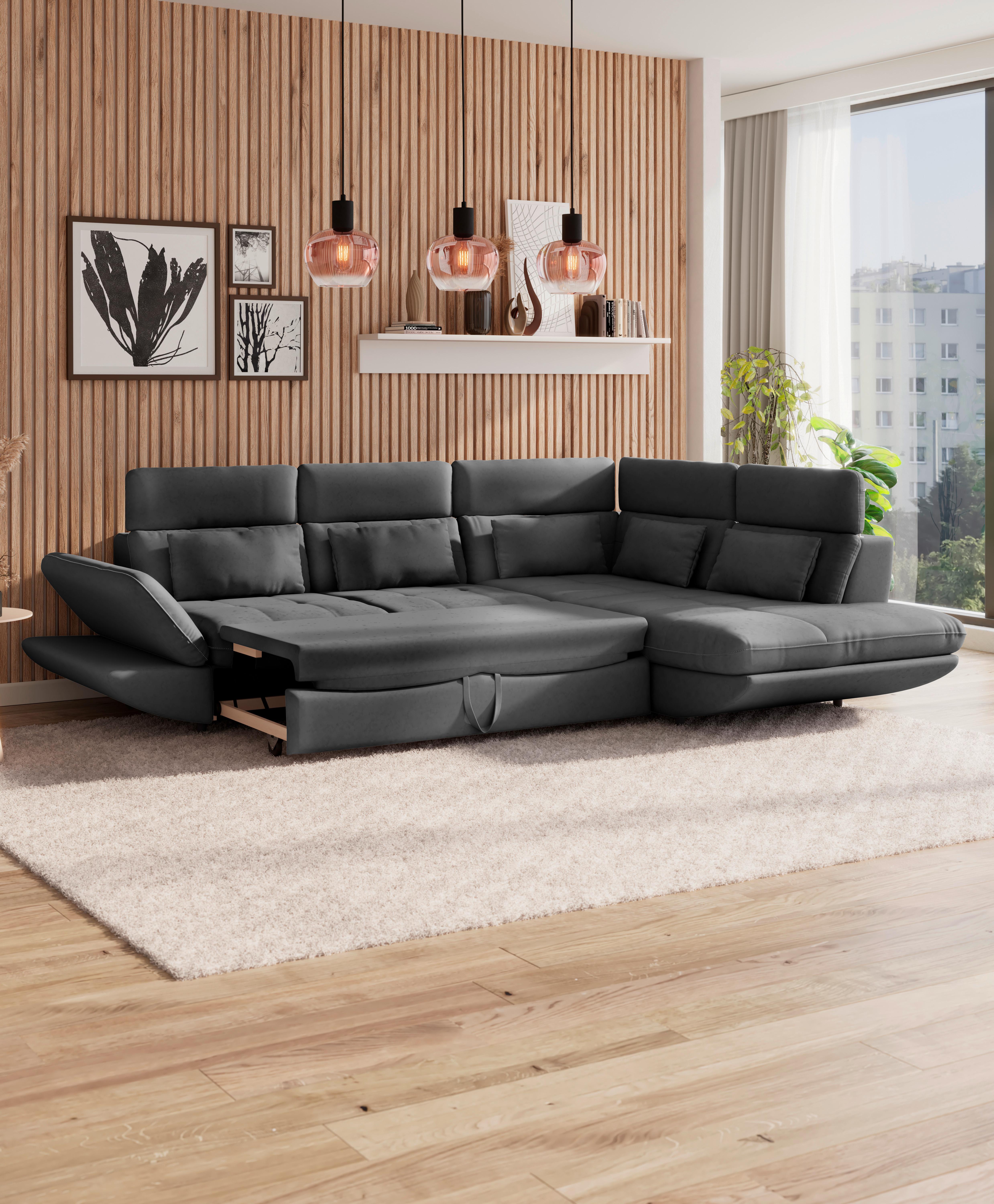 Wohnlandschaft Park - Anthrazit/Schwarz, MODERN, Textil (233/311cm) - Luca Bessoni