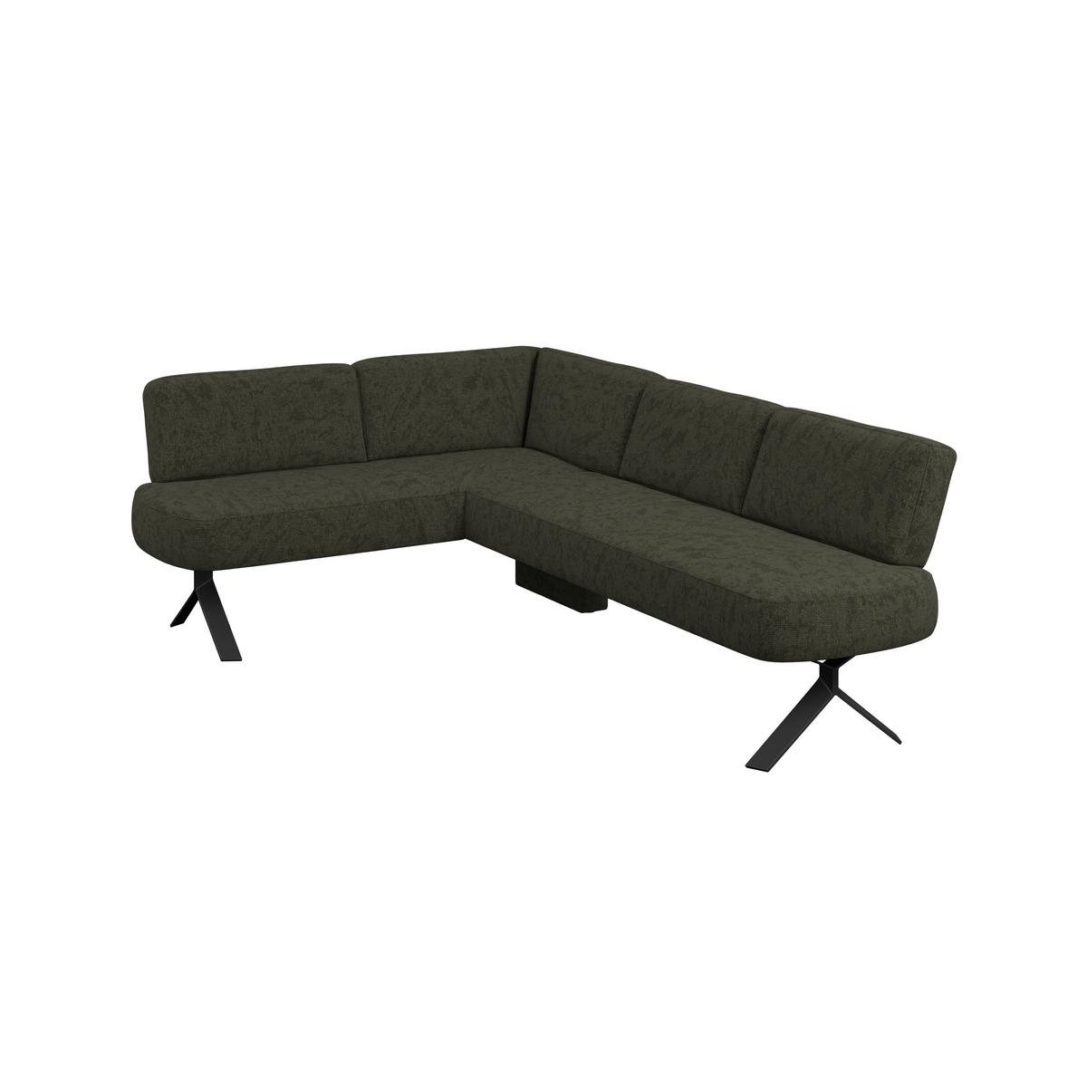 Eckbank grün mit Metallbeinen Ulmo 176x248 cm - Schwarz/Grün, MODERN, Textil/Metall (176/248cm)