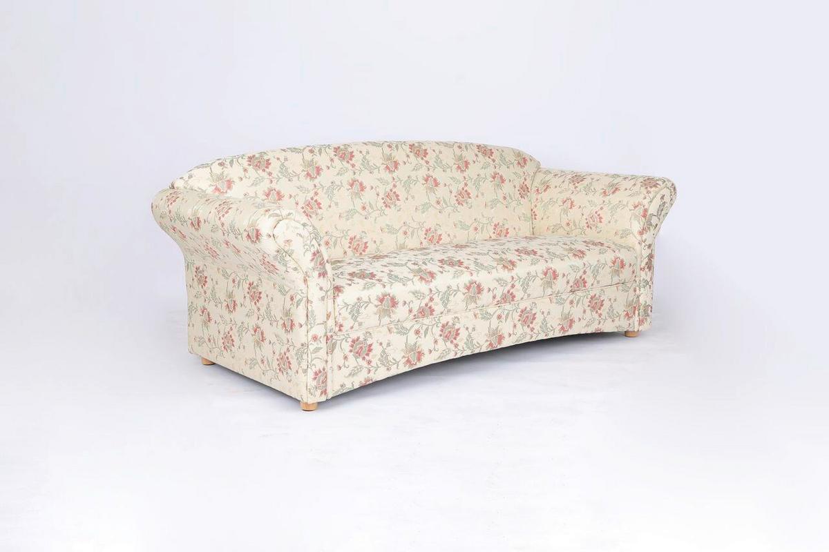 3-Sitzer Loretta, BLumenmuster ca. 204x83x85 cm - Hellbraun/Perlmutt, Basics, Holz/Textil (204/83/85cm)