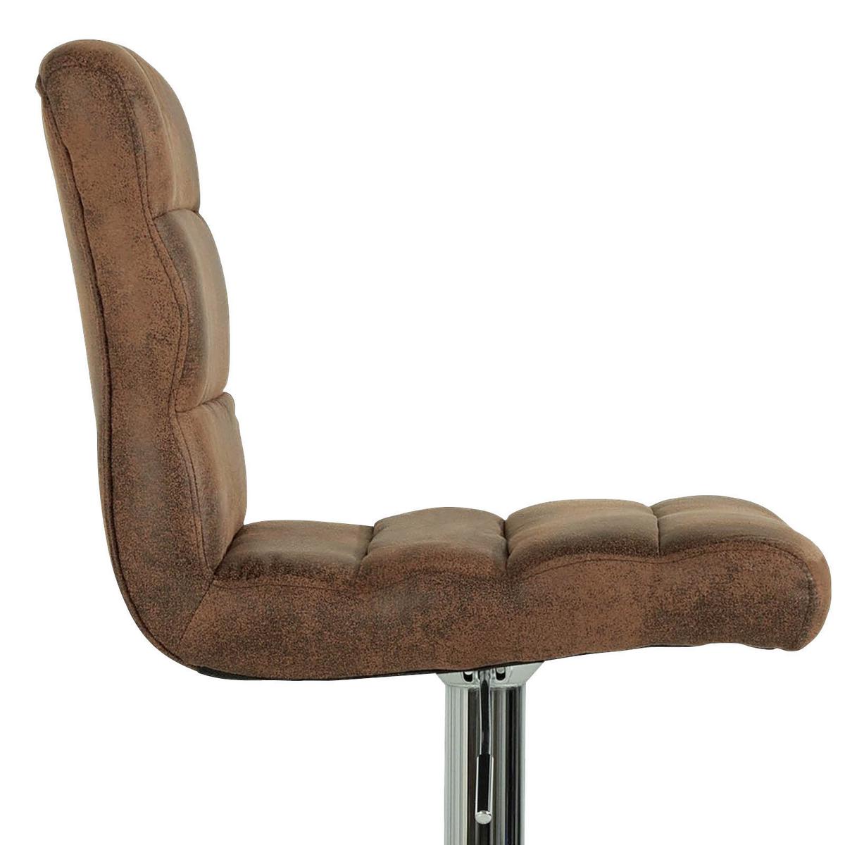 Barhocker mit Lehne 2er-Set Jordan Lederlook Braun/Chrom - Chromfarben/Braun, MODERN, Textil/Metall (42/98-120/51cm) - MID.YOU