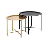 Satztisch 2-Teiliges Set Sydney Schwarz/Goldfarben - Goldfarben/Schwarz, Basics, Metall (44/49/52/62cm)