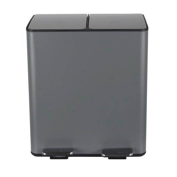 Treteimer Aliya 40l Dunkelgrau Metall Lbh: 45x30x51 Cm - Dunkelgrau/Schwarz, Basics, Kunststoff/Metall (45/30/51cm) - Spirella