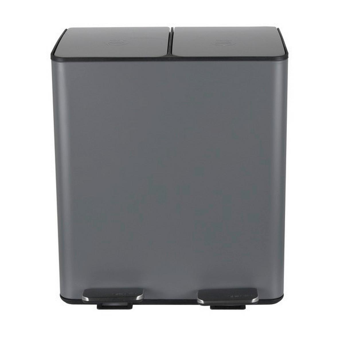 Treteimer Aliya 40l Dunkelgrau Metall LxBxH: 45x30x51 cm - Dunkelgrau/Schwarz, Basics, Kunststoff/Metall (45/30/51cm) - Spirella