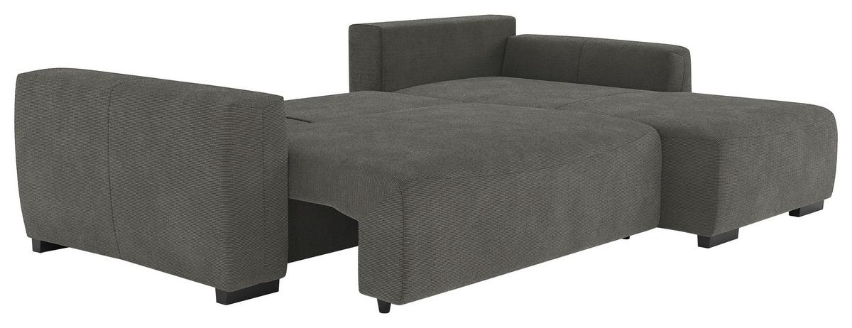 Ecksofa mit Bettfunktion Giro Cord anthrazit, B: 252cm - Anthrazit/Schwarz, Trend, Textil (252/170cm) - MID.YOU