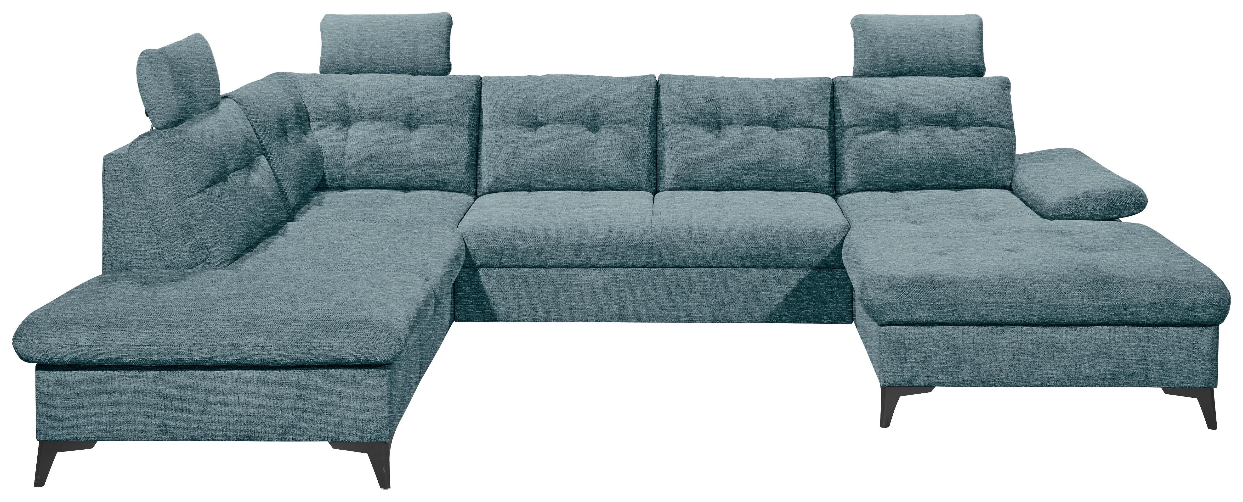 Wohnlandschaft Durban U Blau U: 218/324/170 Cm - Blau/Schwarz, KONVENTIONELL, Textil (218/324/170cm) - MID.YOU