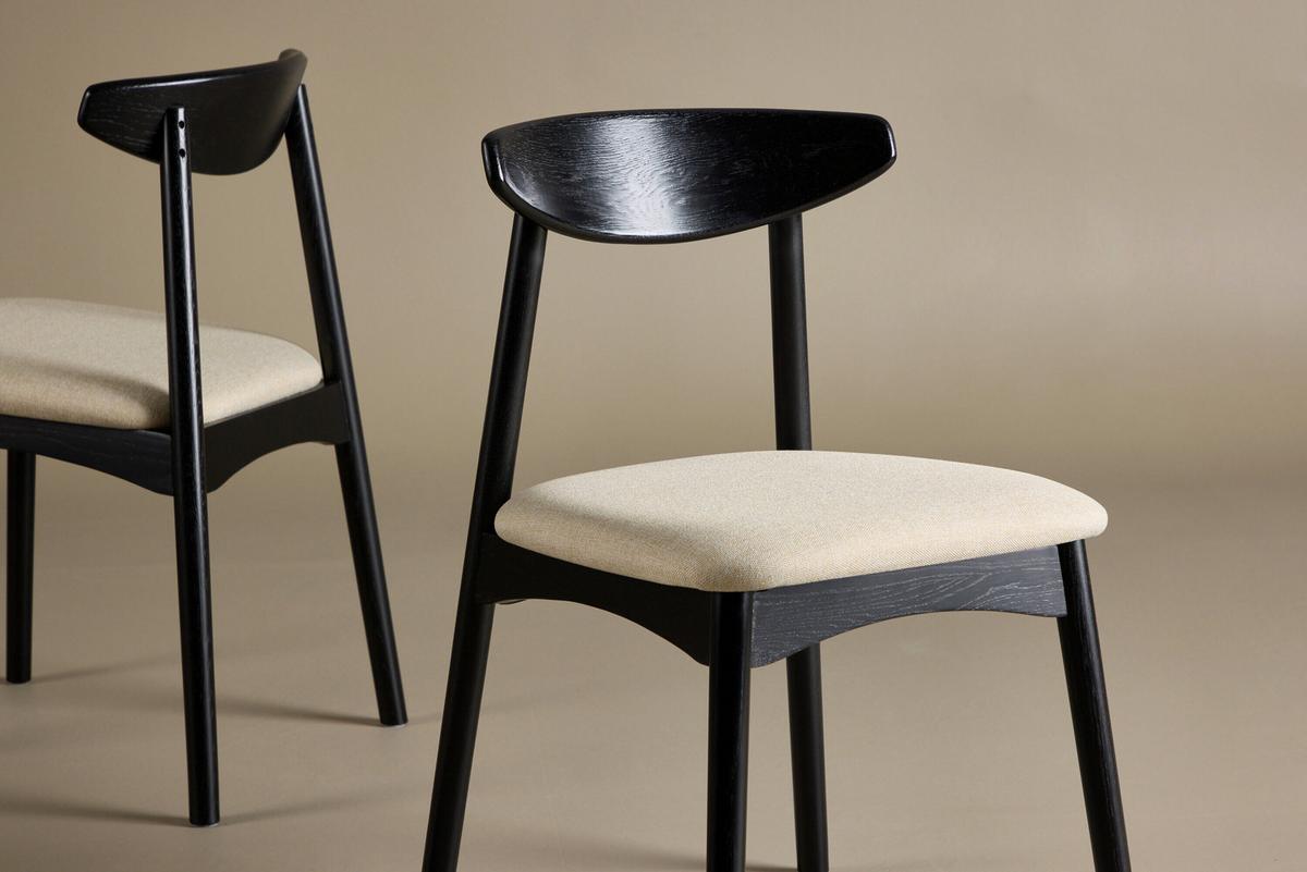 Stuhl Ven Schwarz/Beige B: 47 cm - Beige/Schwarz, MODERN, Holz/Textil (47/80/54cm) - Livetastic