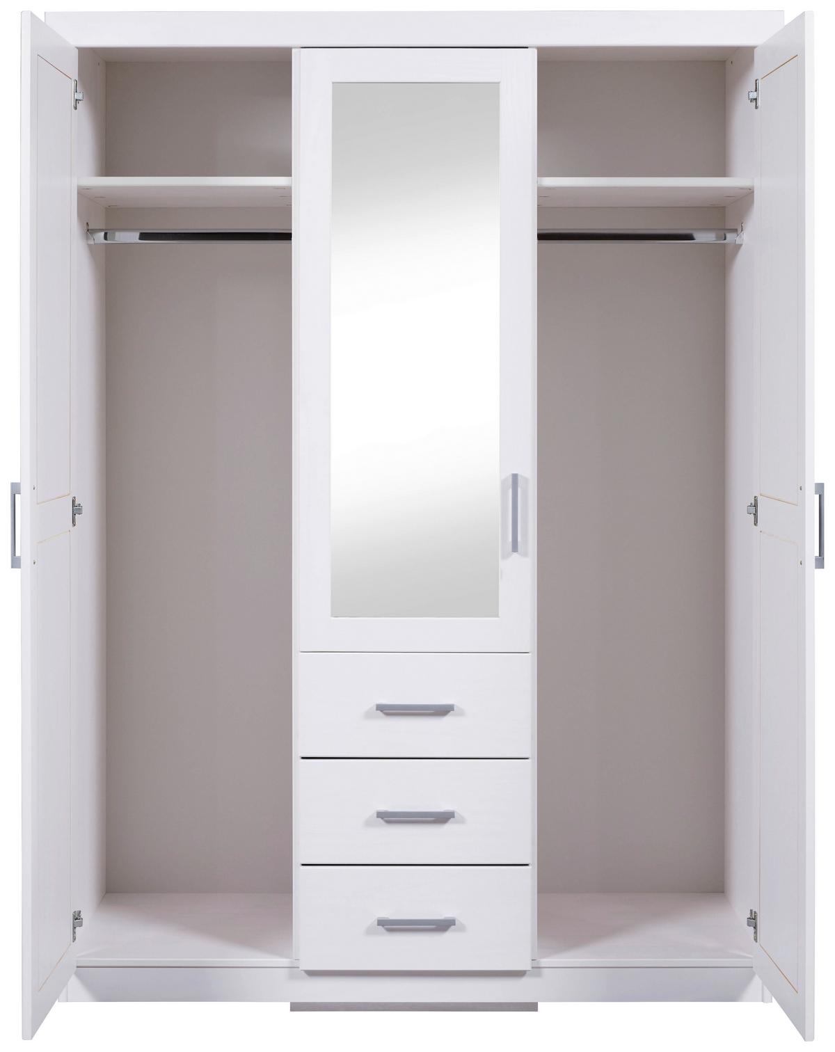 Drehtürenschrank Massiv Mit Spiegel 140 Cm Geraldo Weiß - Weiß, LIFESTYLE, Holz (140/190/55cm) - MID.YOU