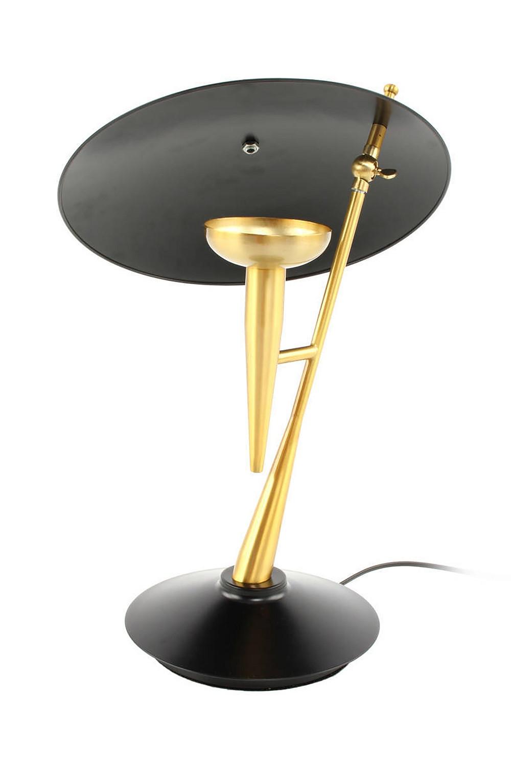 Tischlampe Flyer Schwarz/ Goldfarben - Goldfarben/Schwarz, Trend, Metall (36/36/50cm) - Kayoom