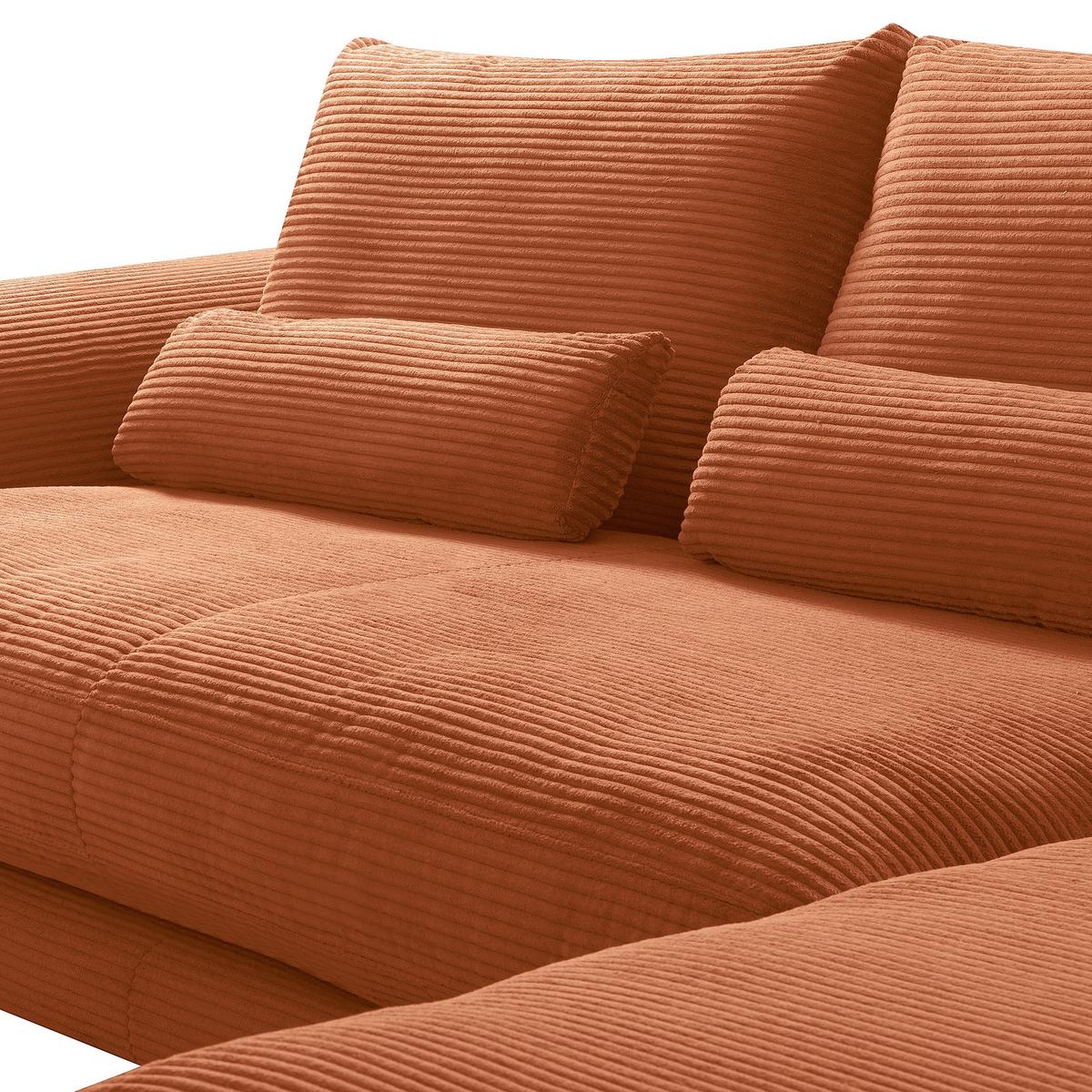 Ecksofa Berlin Cord Kupferfarben 313x172 cm - Schwarz/Kupferfarben, Design, Textil (313/172cm) - P & B
