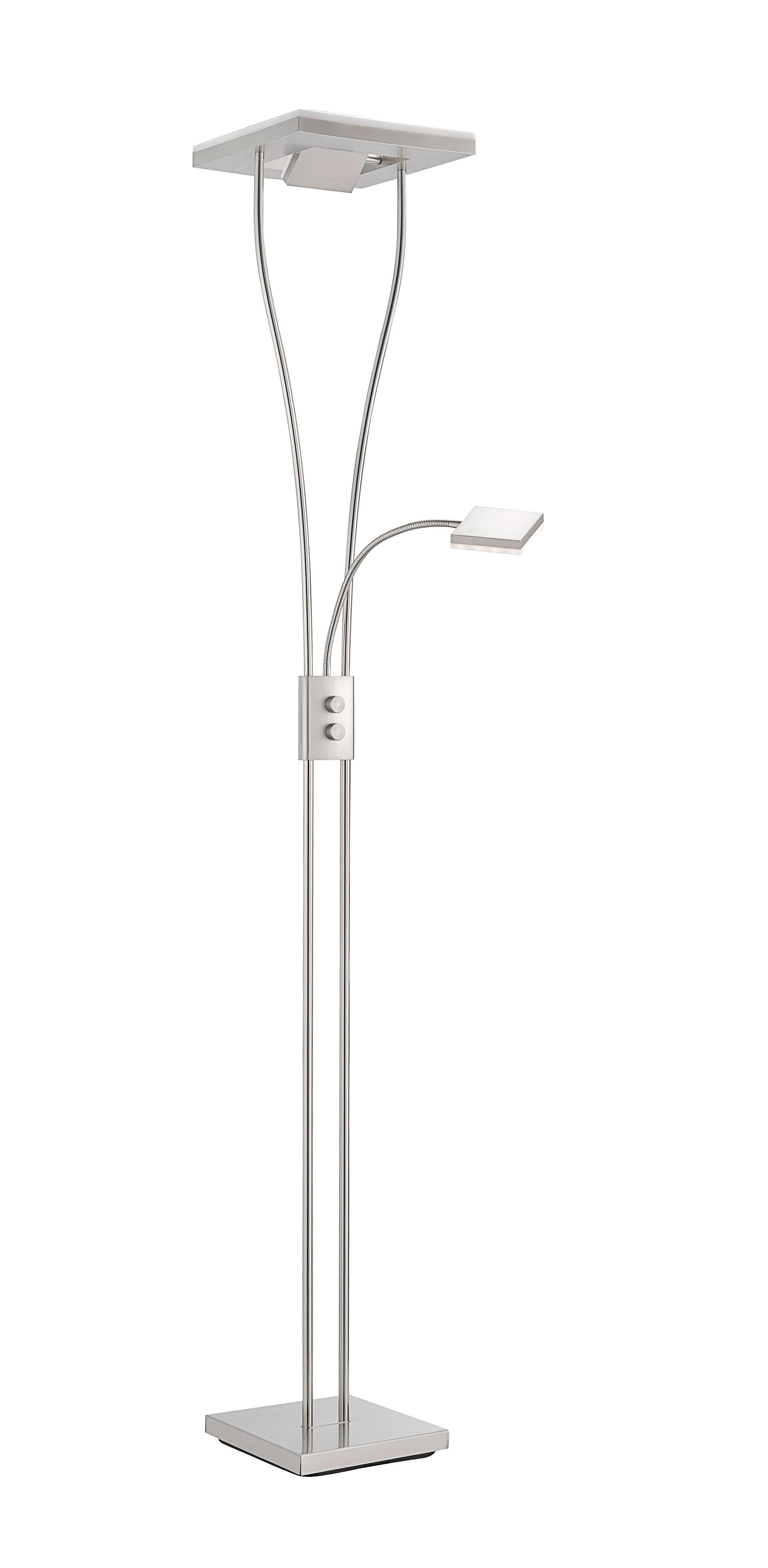 Stehlampe Helia Dimmbar Nickelfarben 3-Fach Schaltbar - Nickelfarben, Design, Metall (57/57/197,5cm)