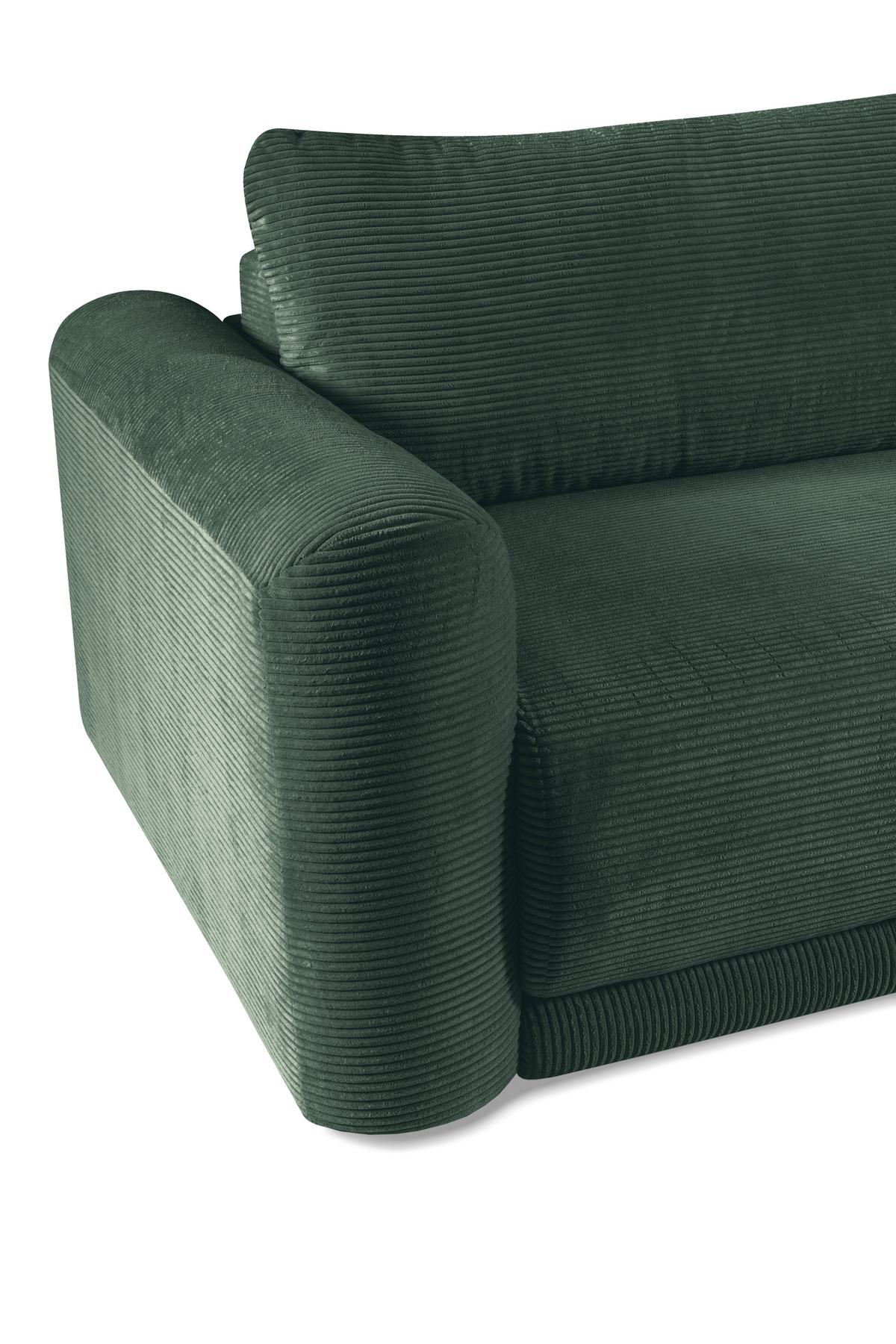 Schlafsofa Norman Grün B: 252cm - Schwarz/Grün, Design, Textil (252/93/167cm) - Livetastic