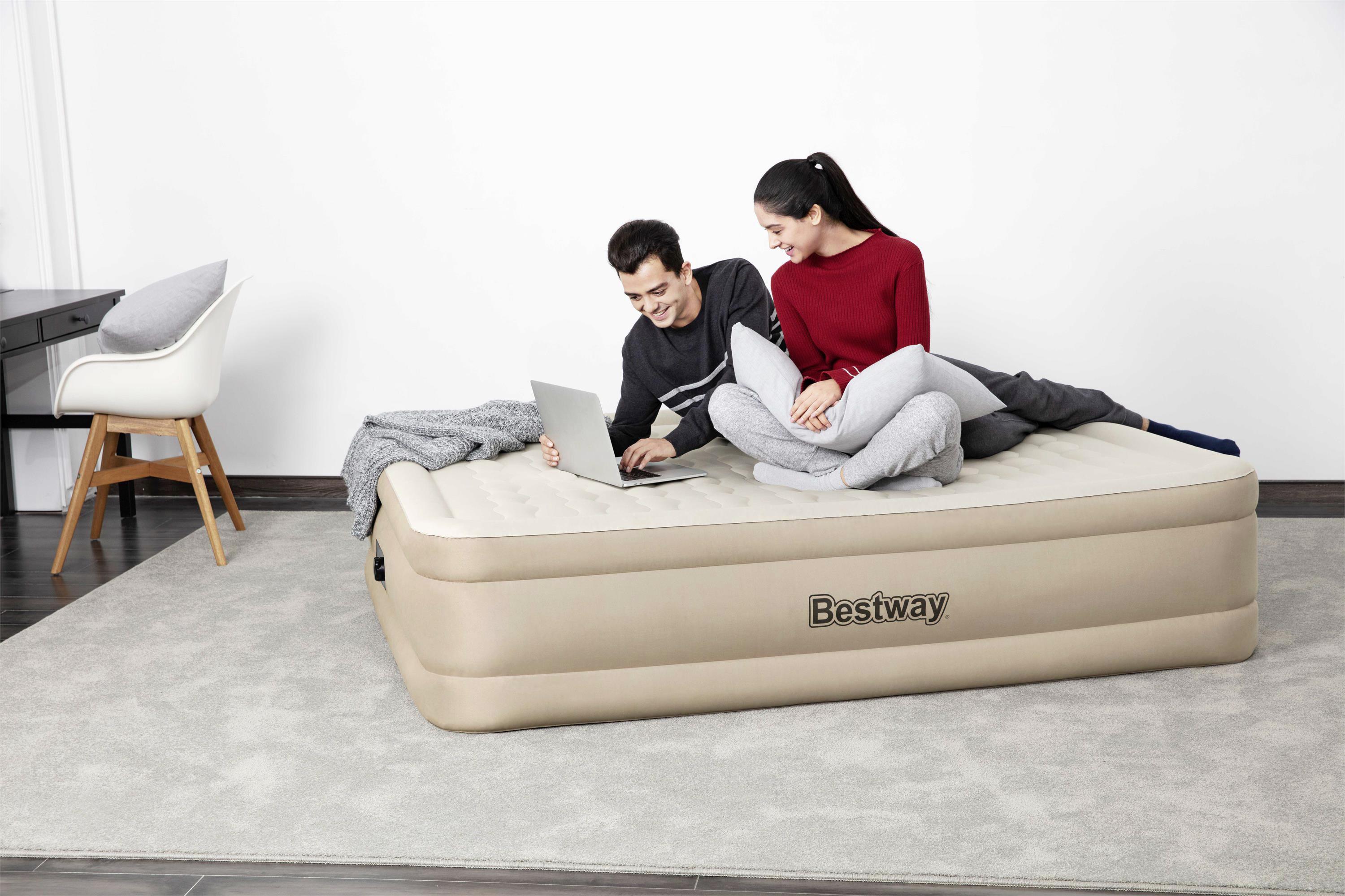 Luftbett LxB: 203x152 cm Fortech Airbed Queen Beige - Beige, MODERN, Kunststoff (203/152/46cm) - Bestway