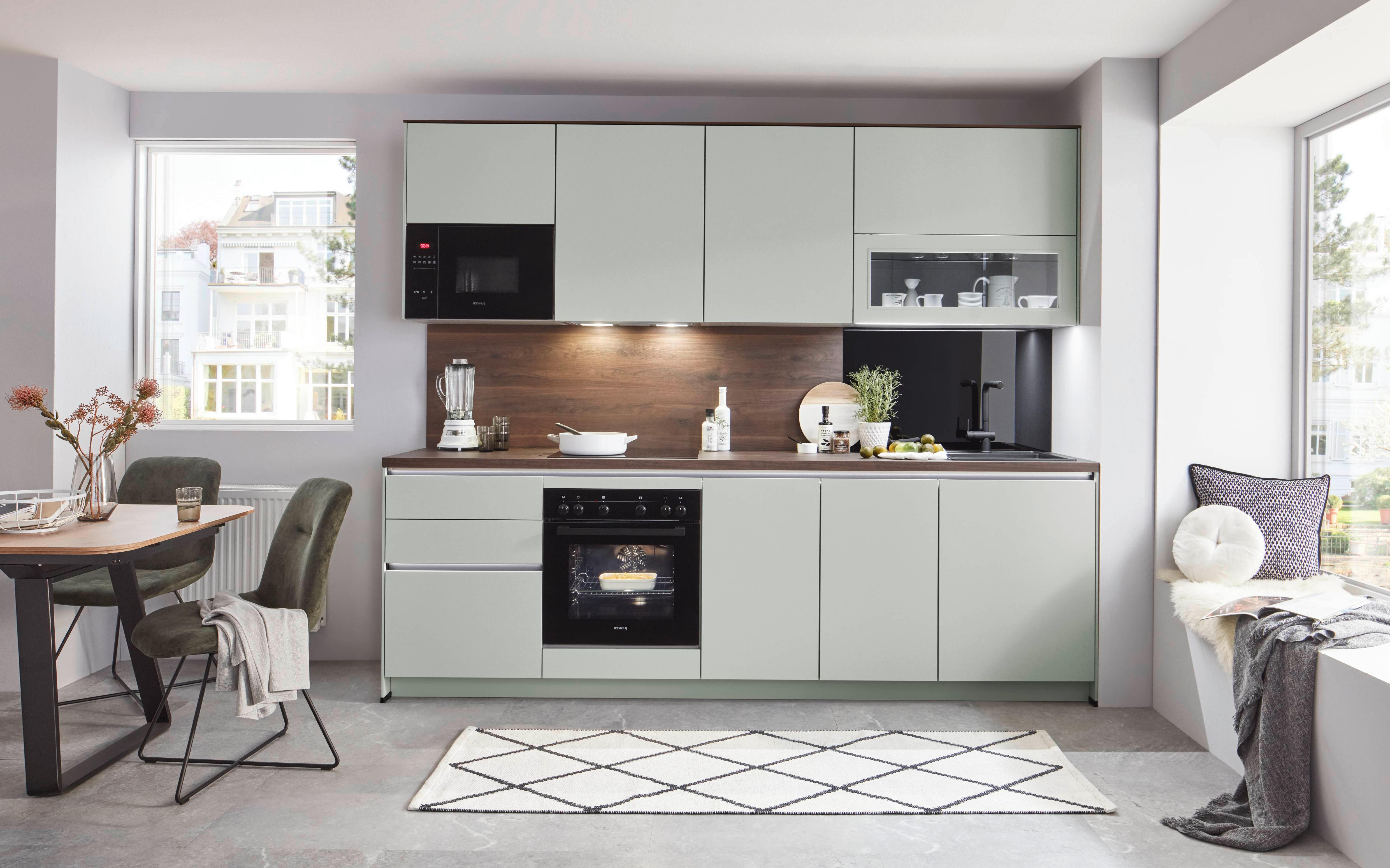 Küchenblock Sidney - Walnussfarben/Grau, Basics, Holzwerkstoff (272cm) - Vertico