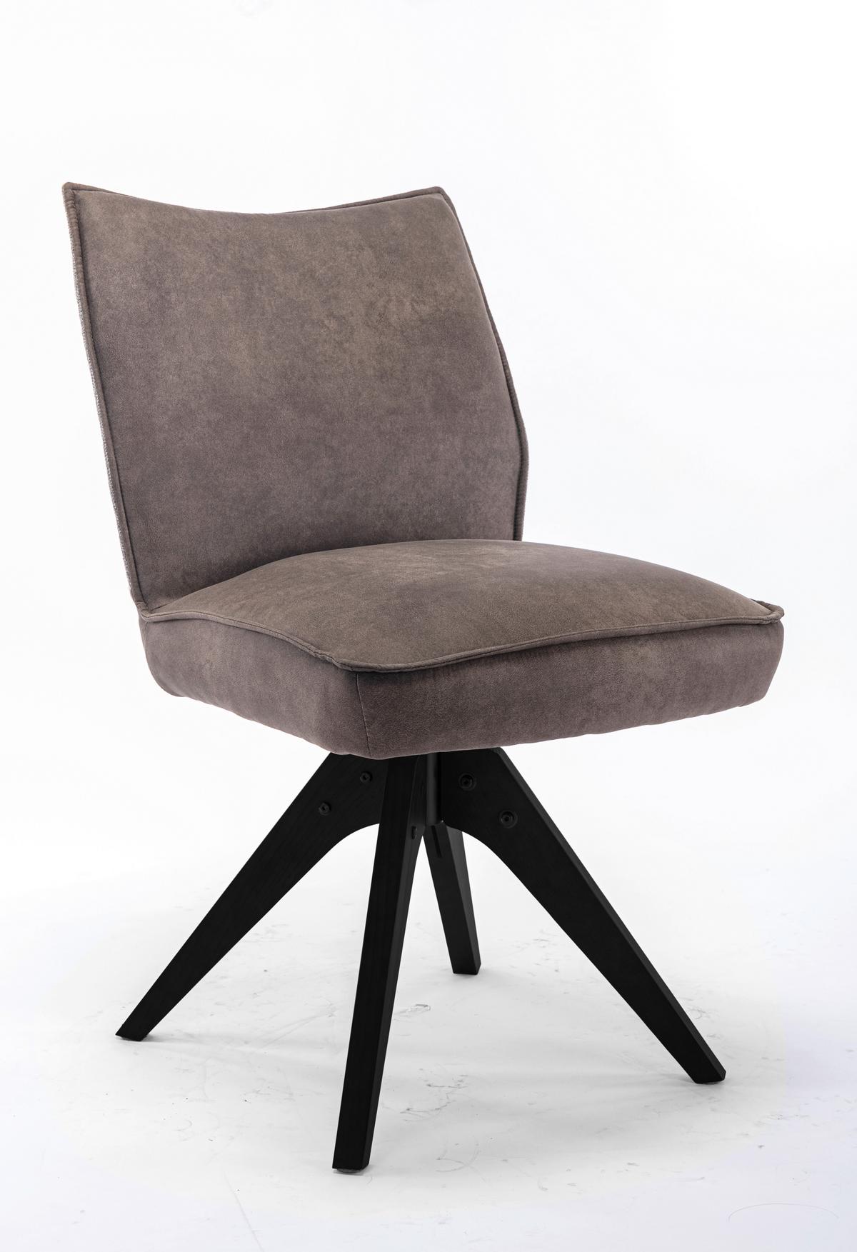 Stuhl Fulton Braun, Grau Beine Schwarz, B: 52 cm - Schwarz/Braun, Design, Holz/Textil (52/85/62cm) - Livetastic