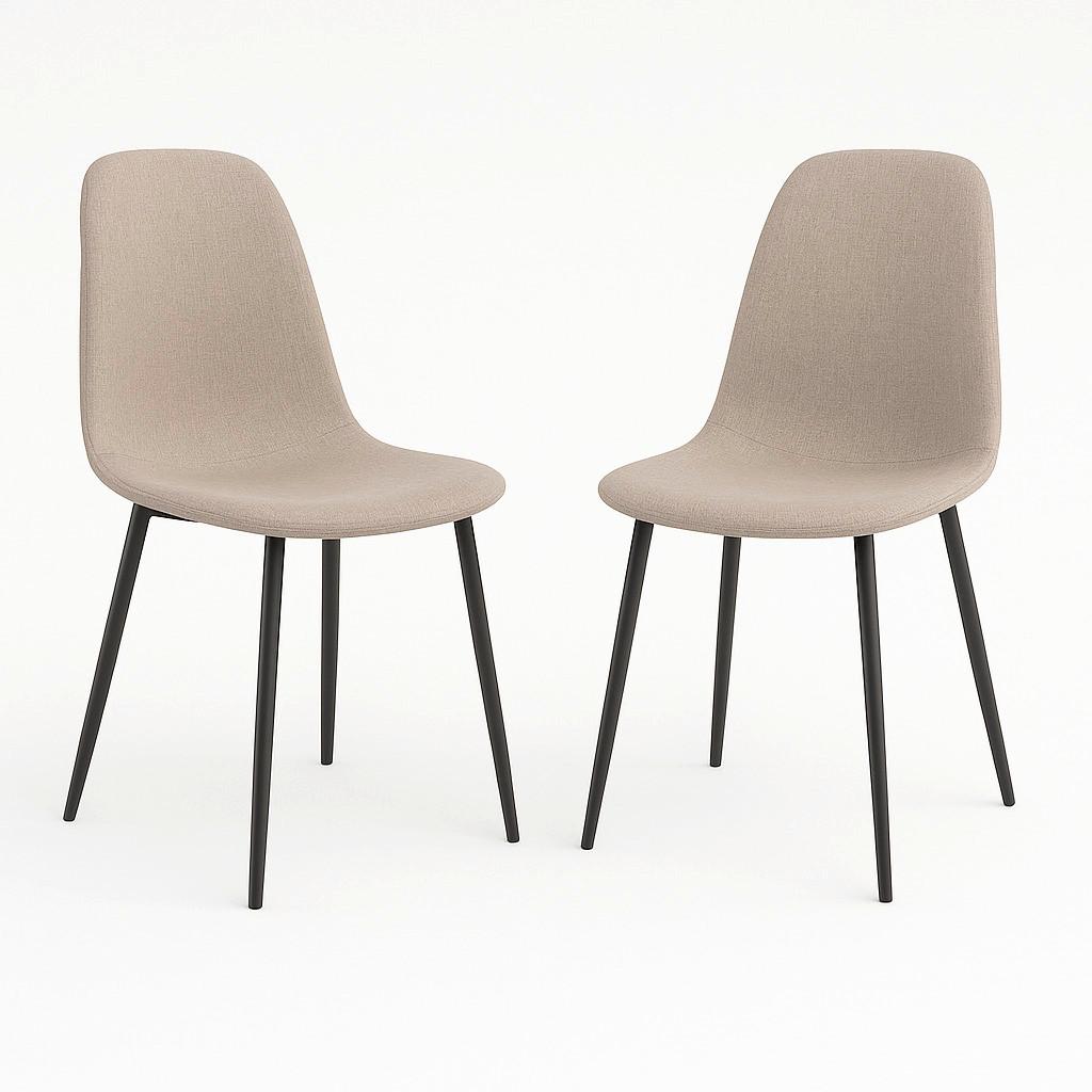 Stuhl-Set Stockholm Braubraun B: 44 cm - Graubraun/Schwarz, MODERN, Textil/Metall (44/86/54cm) - MID.YOU