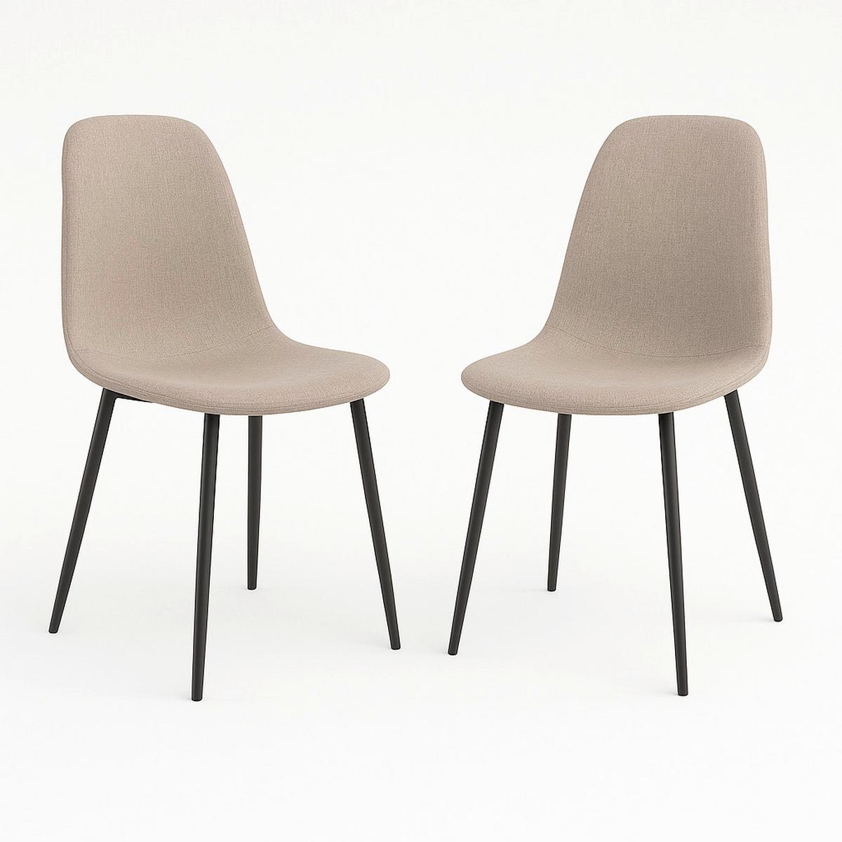 Stuhl-Set Stockholm Braubraun B: 44 cm - Graubraun/Schwarz, MODERN, Textil/Metall (44/86/54cm) - MID.YOU