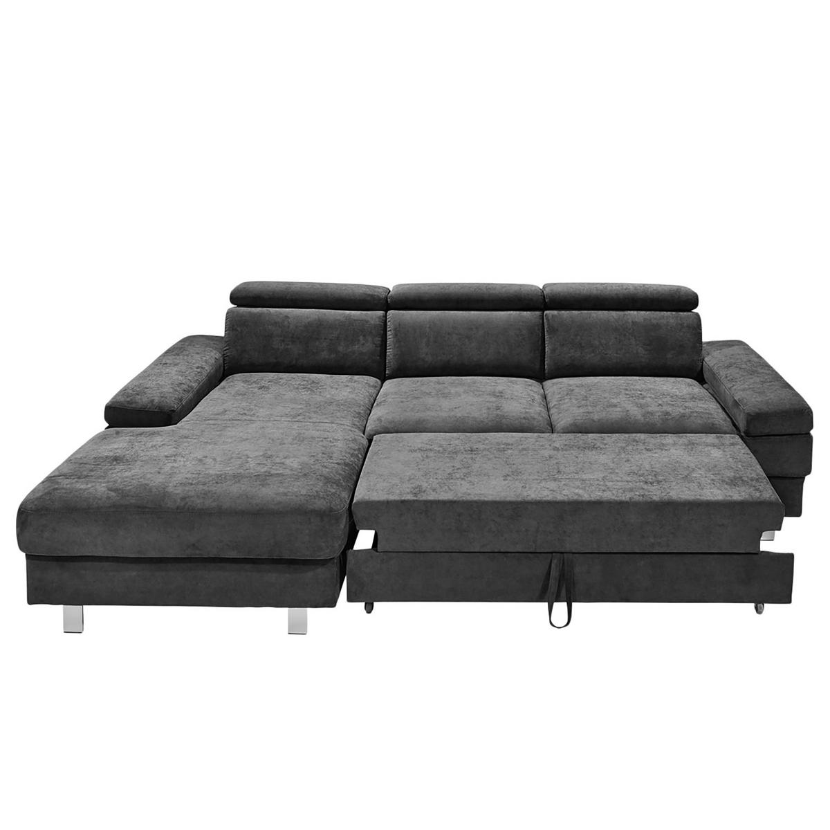 Ecksofa Elvis, Anthrazit S: 182x259 Cm - Anthrazit/Silberfarben, KONVENTIONELL, Textil (182/259cm) - Trendmanufaktur