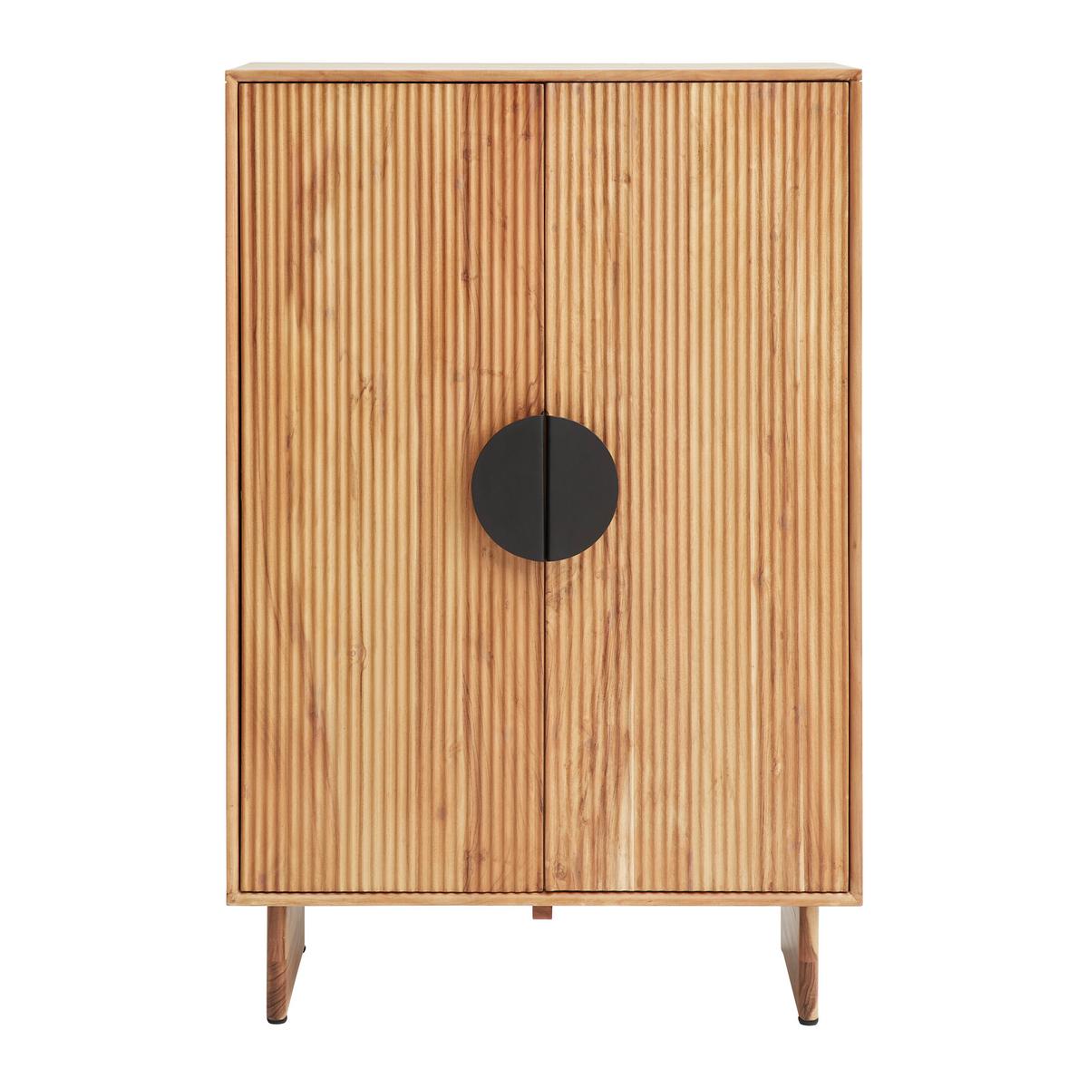 Vysoká komoda ROSY, akácie - černá/barvy akácie, Lifestyle, kov/dřevo (80/120/38cm) - Premium Living