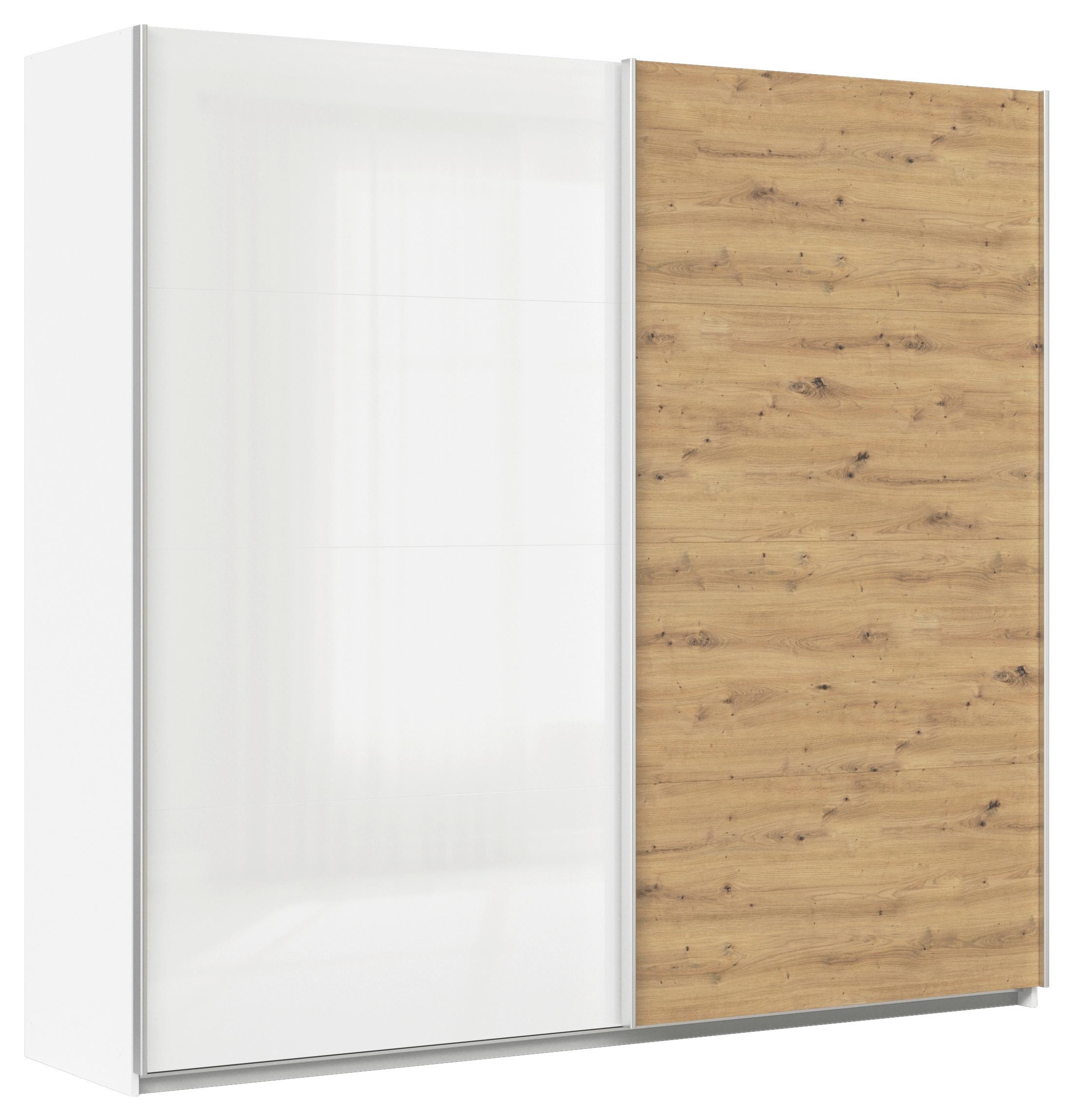 Schwebetürenschrank Feldkirch 225 Normalhöhe - Weiß Hochglanz/Eiche Artisan, MODERN, Holzwerkstoff (225/210/62cm)