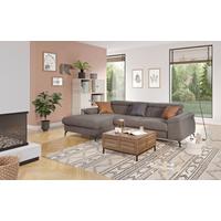 Ecksofa Mit Schlaffunktion & Bettkasten Kitty Grau - Schwarz/Grau, Design, Textil (166/244cm) - Livetastic