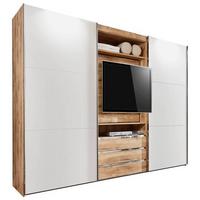 Schwebetürenschrank  Mit Regal B: 300 Cm Magic, Weiß/eichef. - Eichefarben/Weiß, MODERN, Holzwerkstoff (300/216/65cm) - MID.YOU