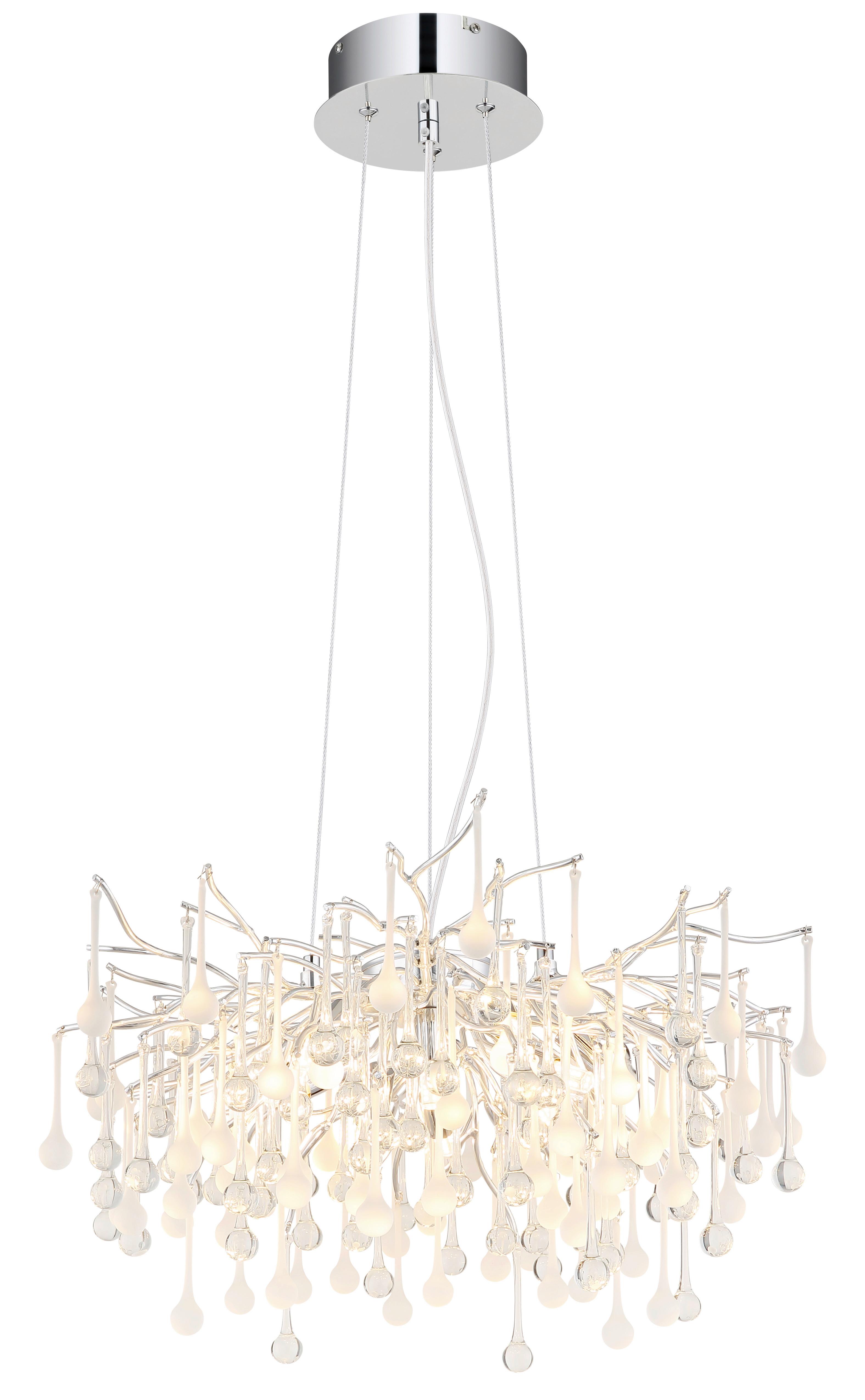 Hängeleuchte Maxine Aluminium ca. 60x150 cm - Klar/Chromfarben, Design, Glas/Metall (60/150cm) - Globo