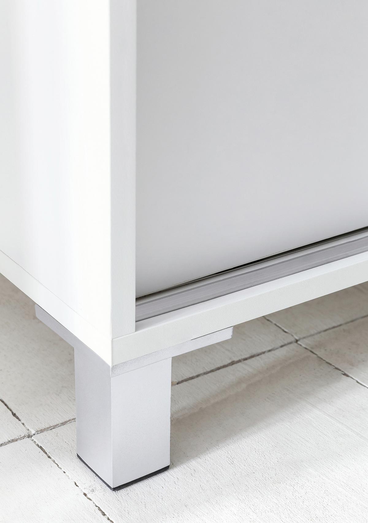 Schuhschrank Weiß 2 Schiebetüren B: 100 Cm - Silberfarben/Weiß, KONVENTIONELL, Holzwerkstoff (100/108/37,5cm) - MID.YOU