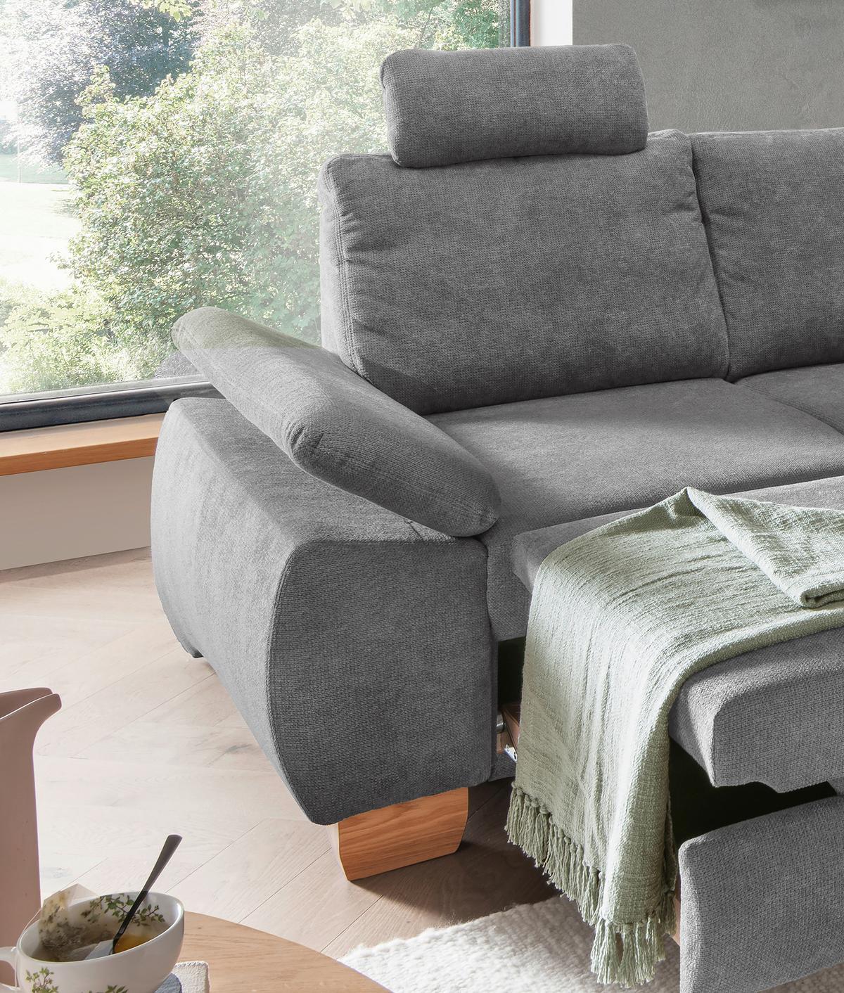 Eckschlafsofa Positano, Grau S: 261x206 Cm - Wildeiche/Grau, MODERN, Textil (261/206cm) - Livetastic